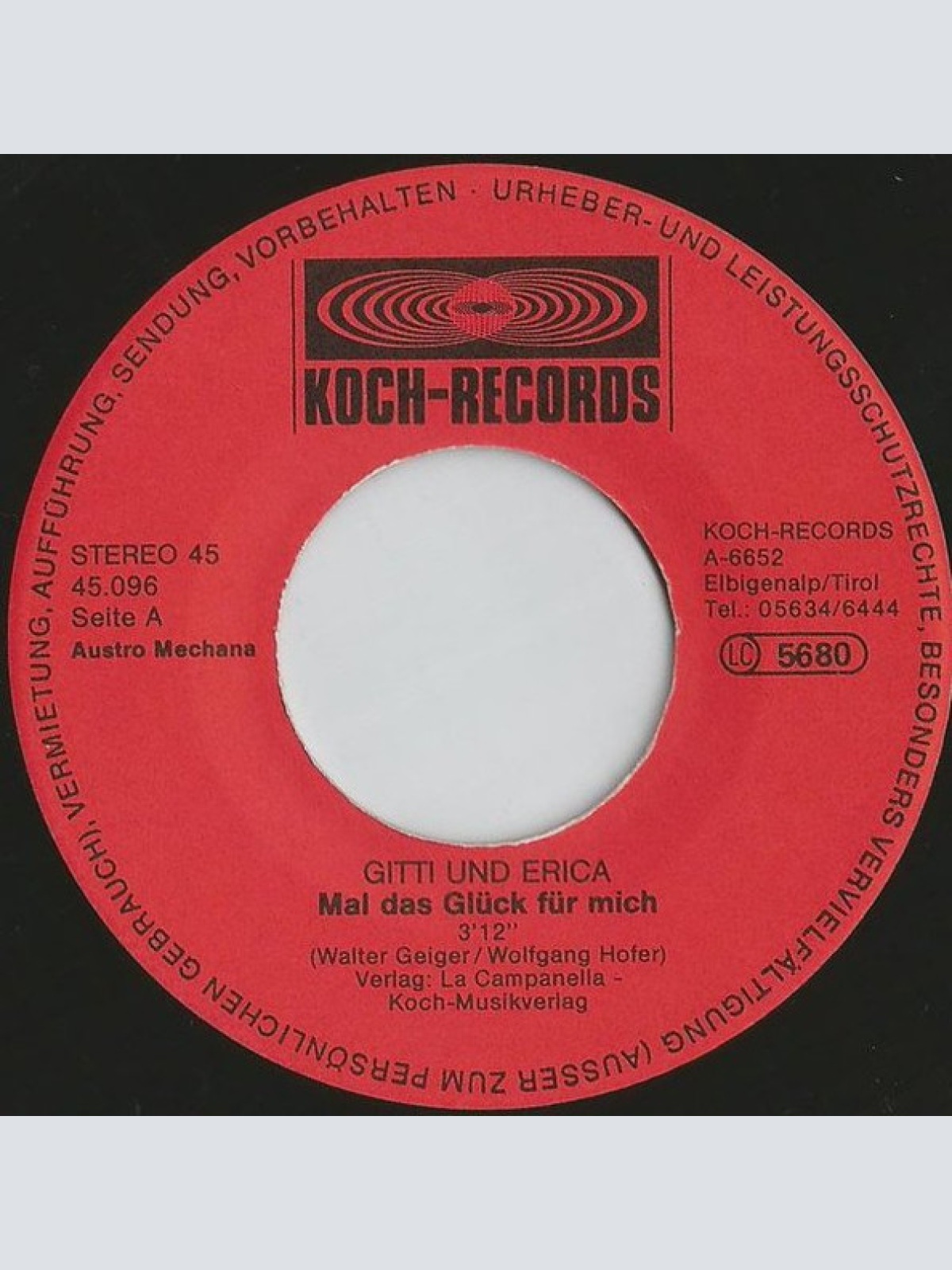 Vinyl / Gitti & Erica* - Mal Das Glück Für Mich