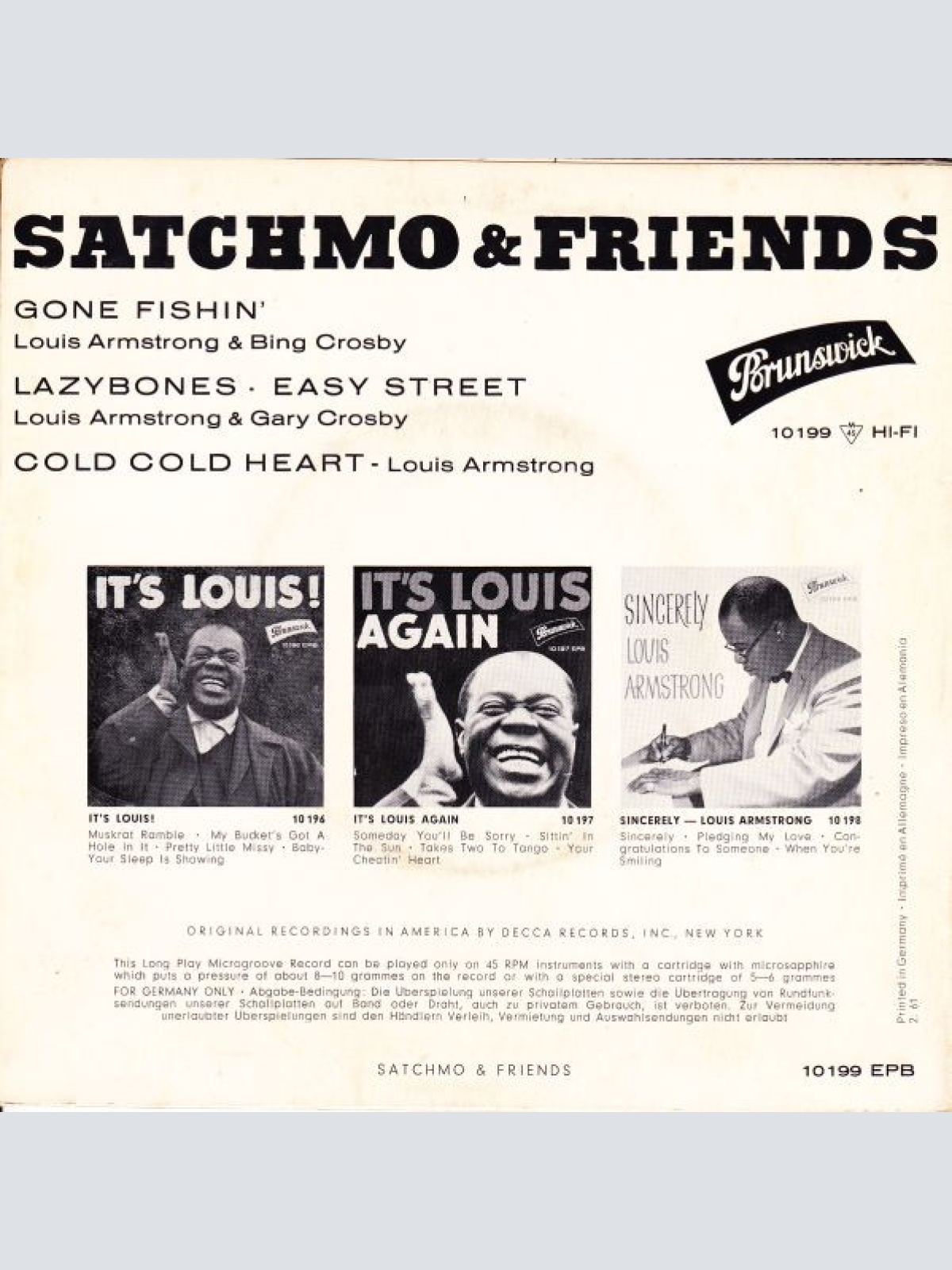 Vinyl / Louis Armstrong, Bing* & Gary Crosby (2) - Satchmo & Friends