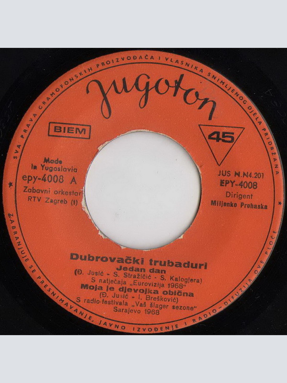 Vinyl / Dubrovački Trubaduri - Jedan Dan