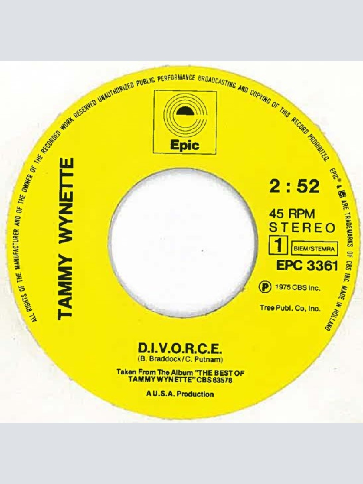 Vinyl / Tammy Wynette - D.I.V.O.R.C.E