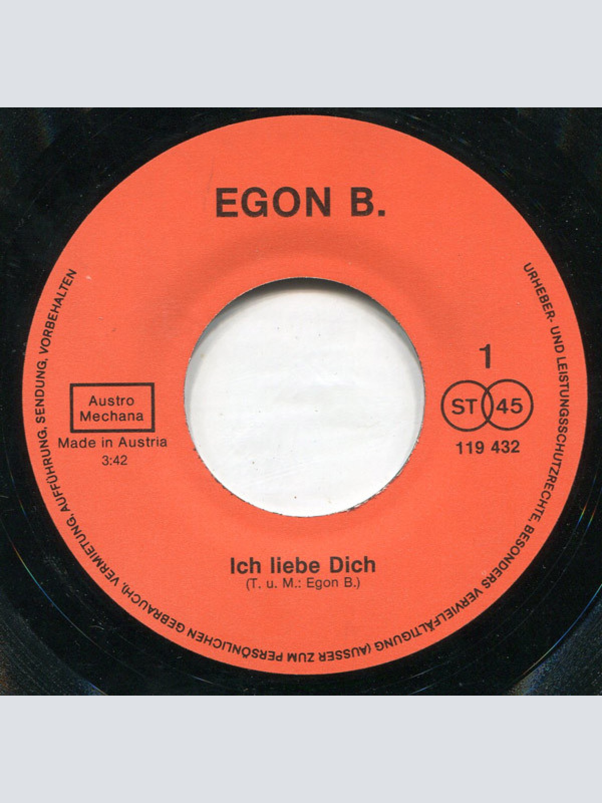 Vinyl / Egon B. - Ich Liebe Dich / Einsam Im Leben