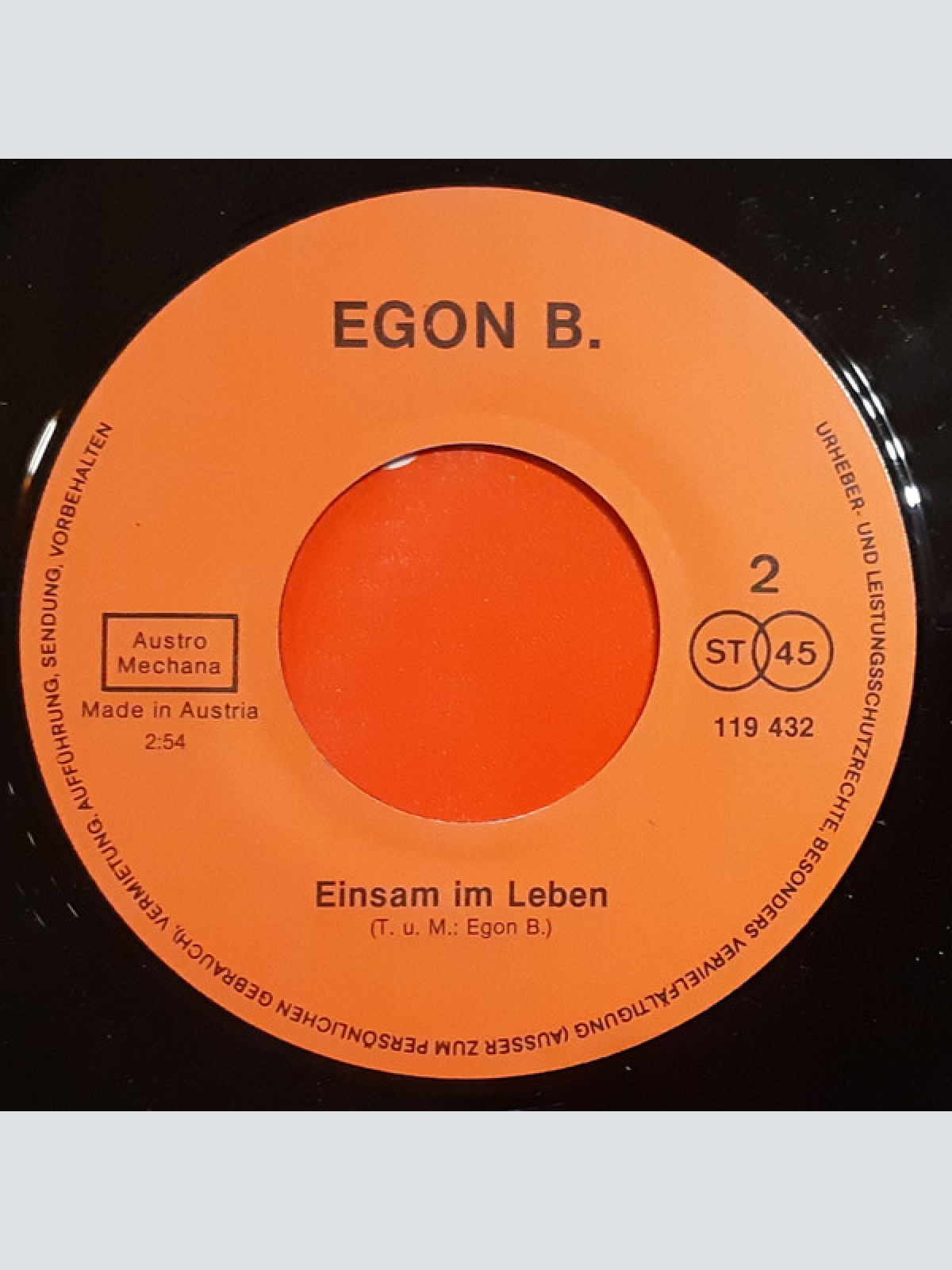 Vinyl / Egon B. - Ich Liebe Dich / Einsam Im Leben