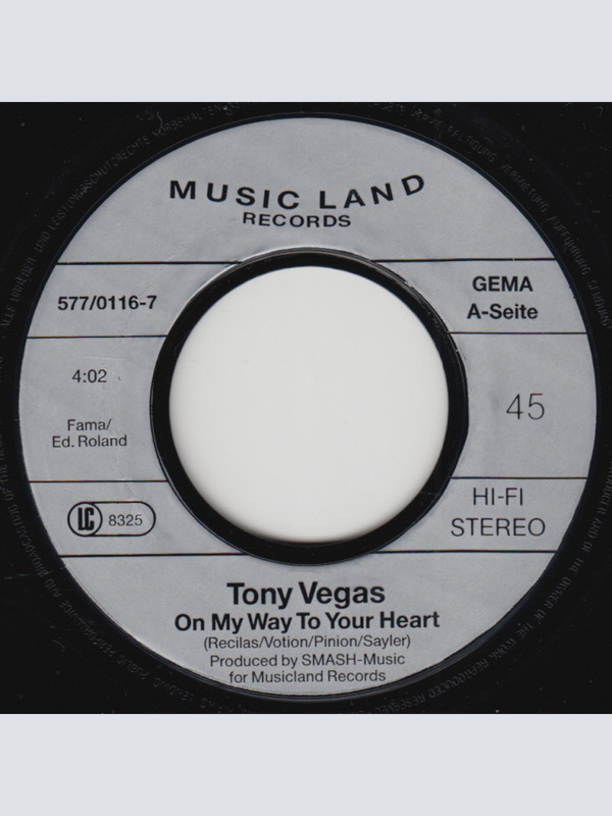 Vinyl / Tony Vegas* - On My Way To Your Heart