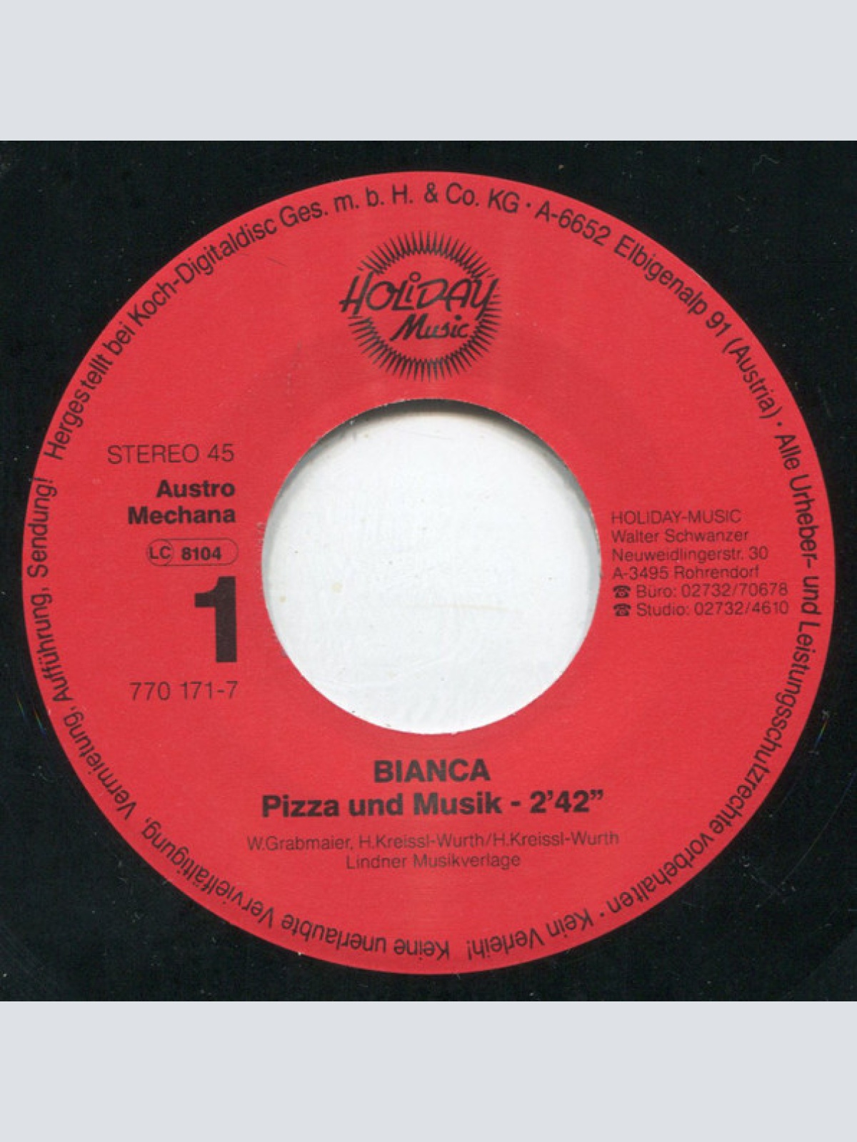 Vinyl / Bianca (70) - Pizza & Musik / Wann Kommt Der Sommer?