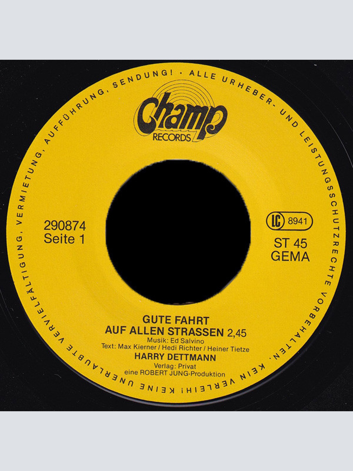 Vinyl / Harry Dettmann - Gute Fahrt Auf Allen Straßen