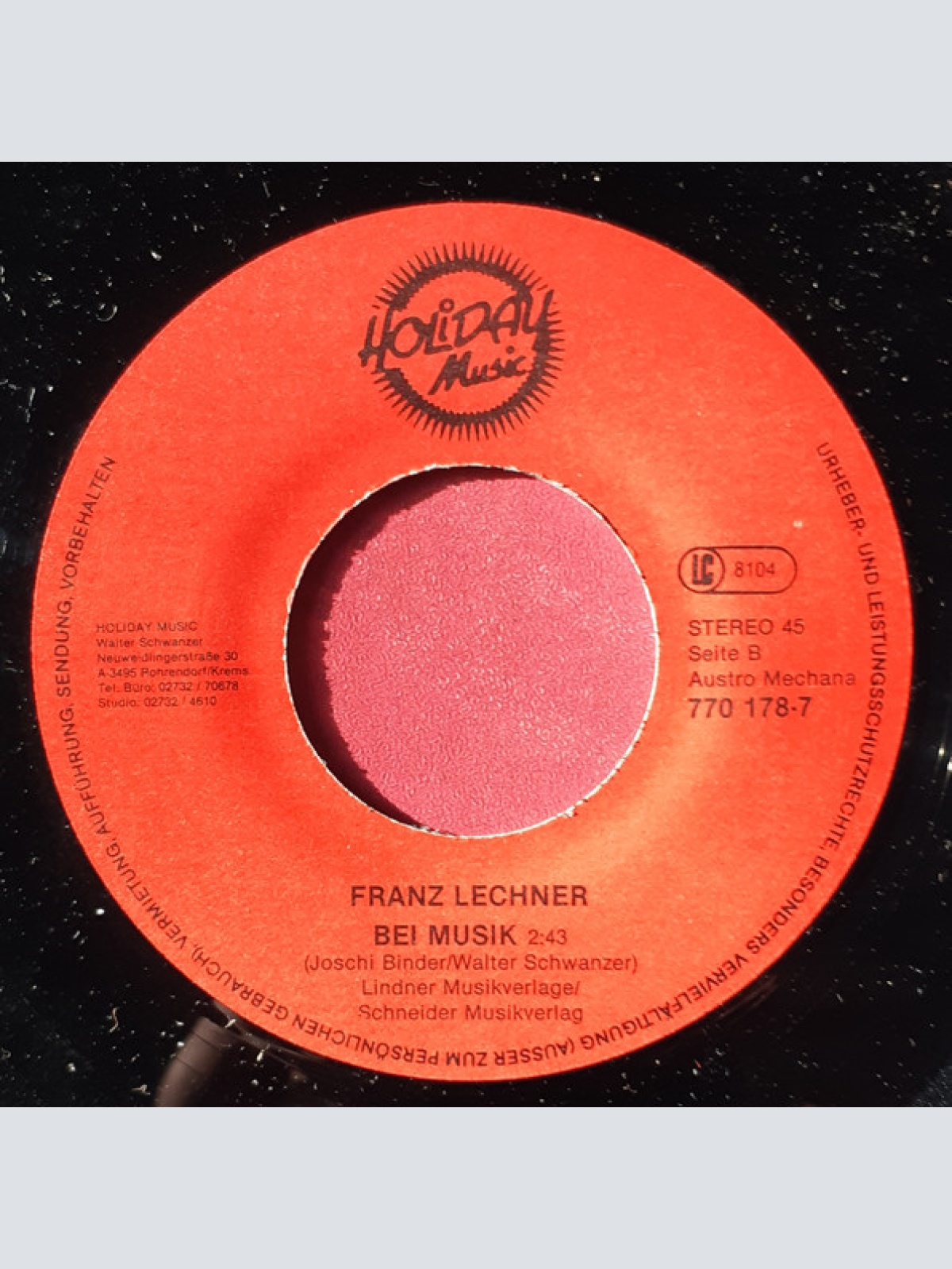 Vinyl / Franz Lechner - Du Schöne Weinviertlerin