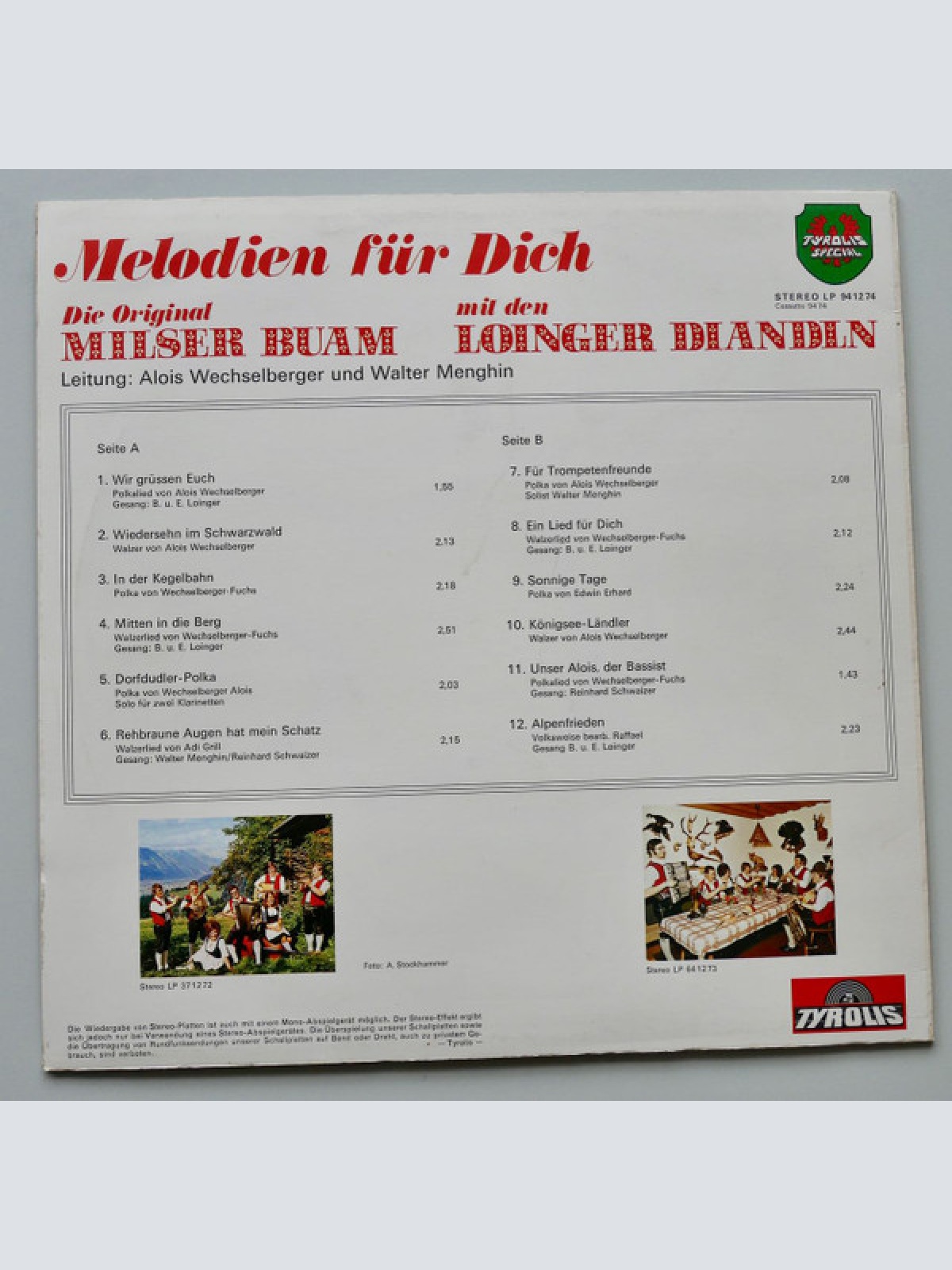 Vinyl / Die Die Milser Buam* Mit Den Loinger Diandln* - Melodien für Dich