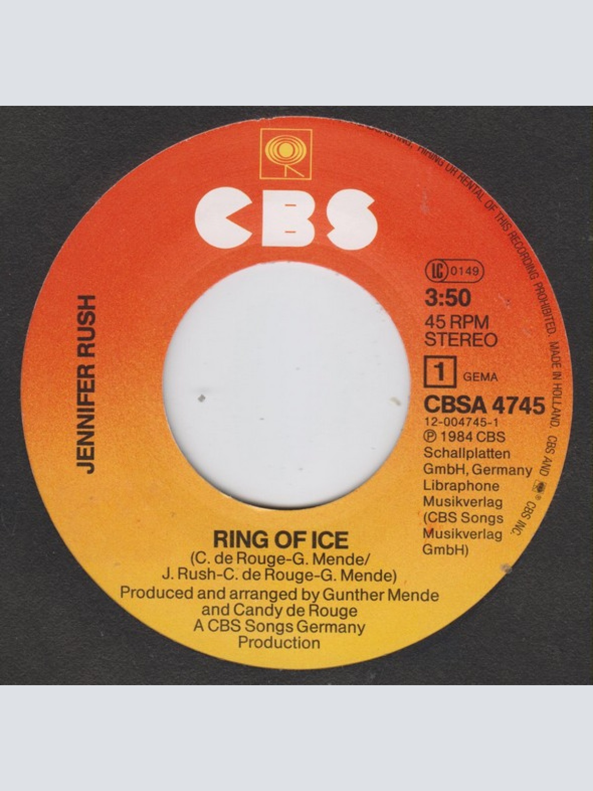 Vinyl / Jennifer Rush - Ring Of Ice
