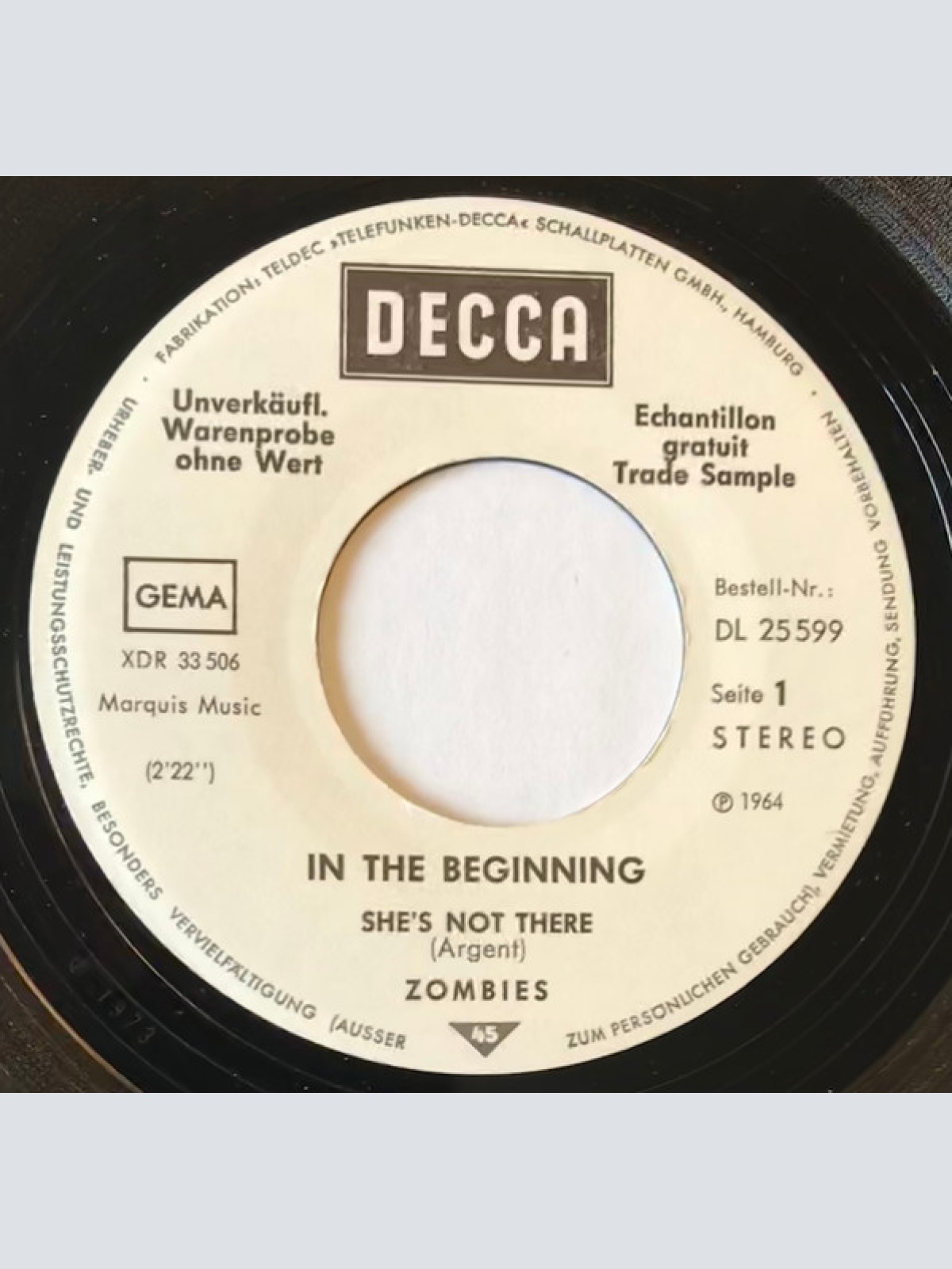 Vinyl / The Zombies - She's Not There / Tell Her No