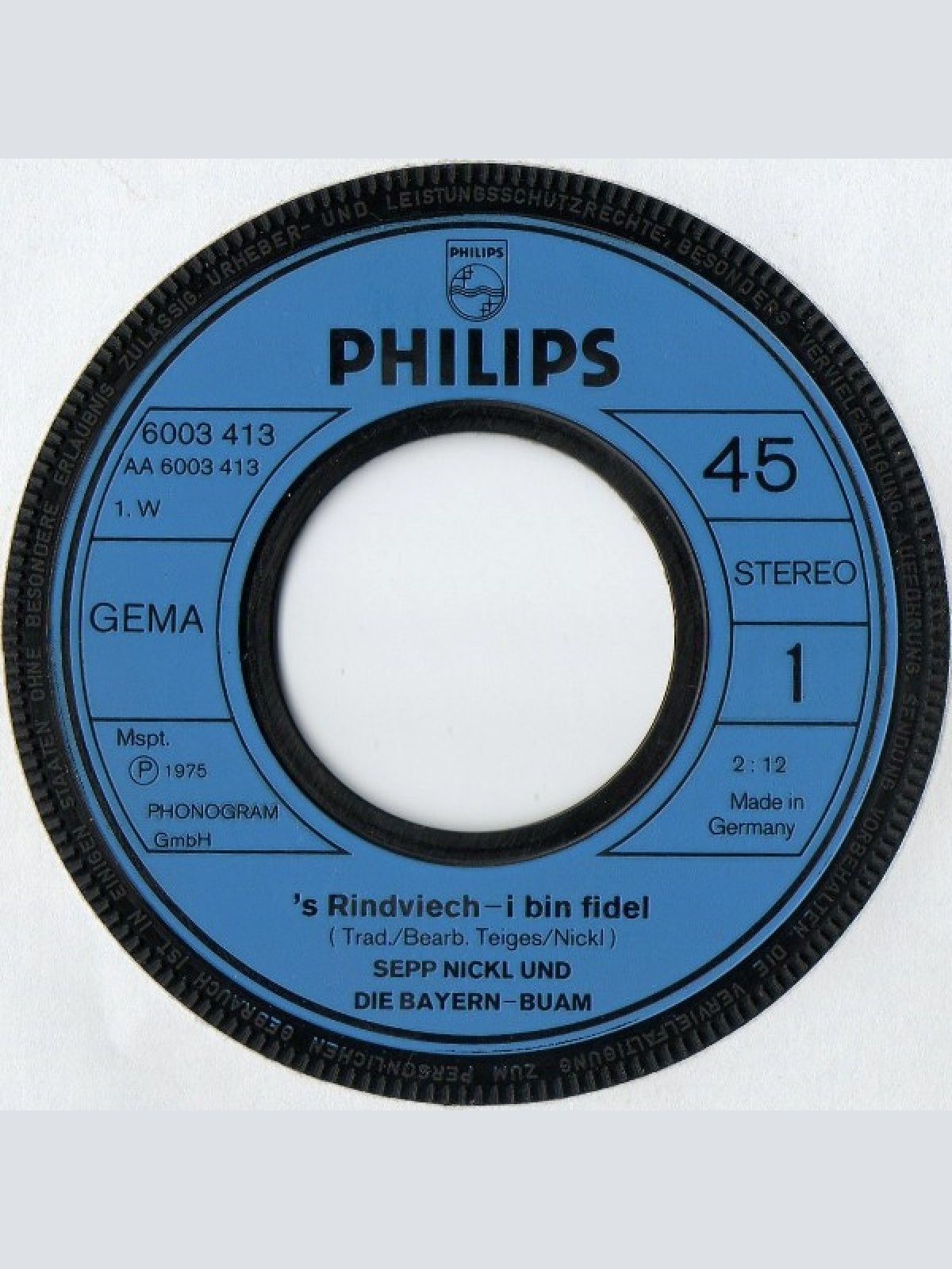 Vinyl / Sepp Nickl und die Bayern-Buam - 's Rindviech - i bin fidel