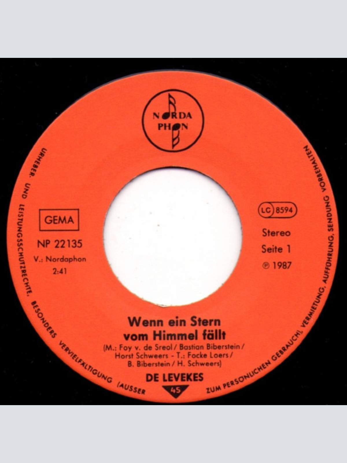 Vinyl / De Levekes - Wenn Ein Stern Vom Himmel Fällt / Uplengenerland