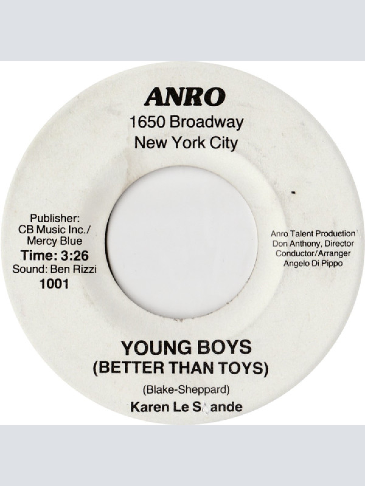 Vinyl / Karen Le Sande - Young Boys (Better Than Toys) / New York City Rhythm