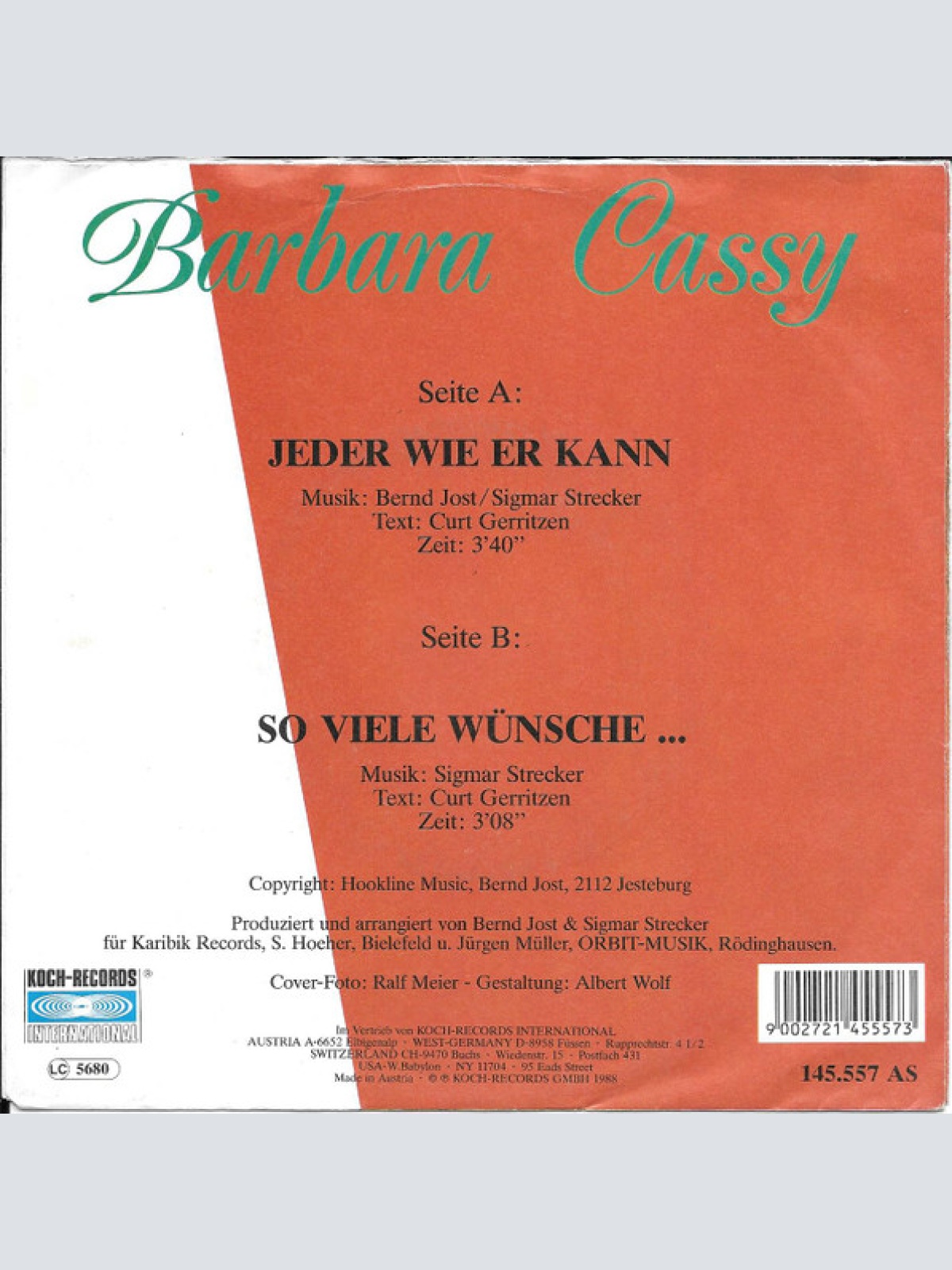 Vinyl / Barbara Cassy - Jeder Wie Er Kann