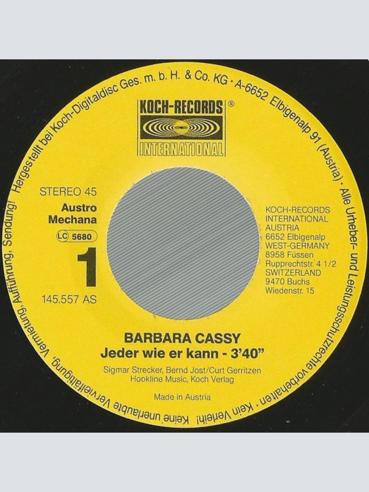 Vinyl / Barbara Cassy - Jeder Wie Er Kann