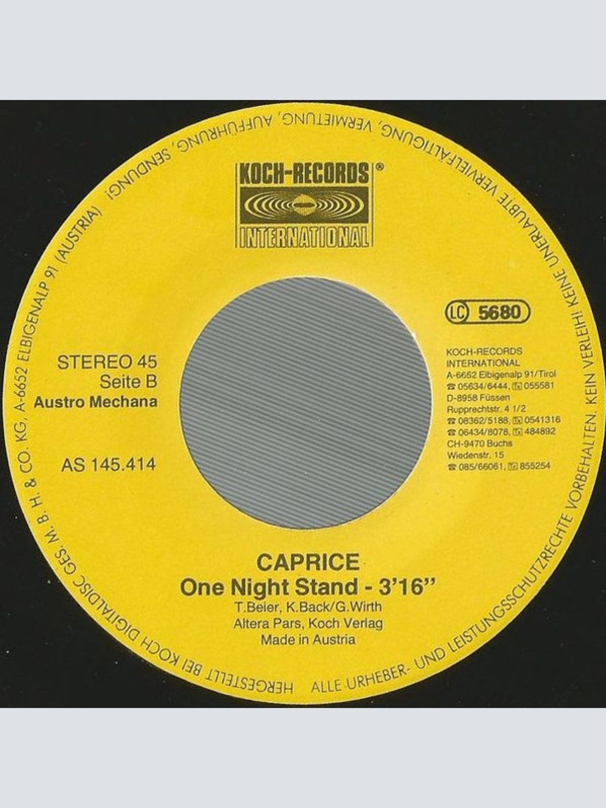 Vinyl / Caprice (15) - Baby Come Back