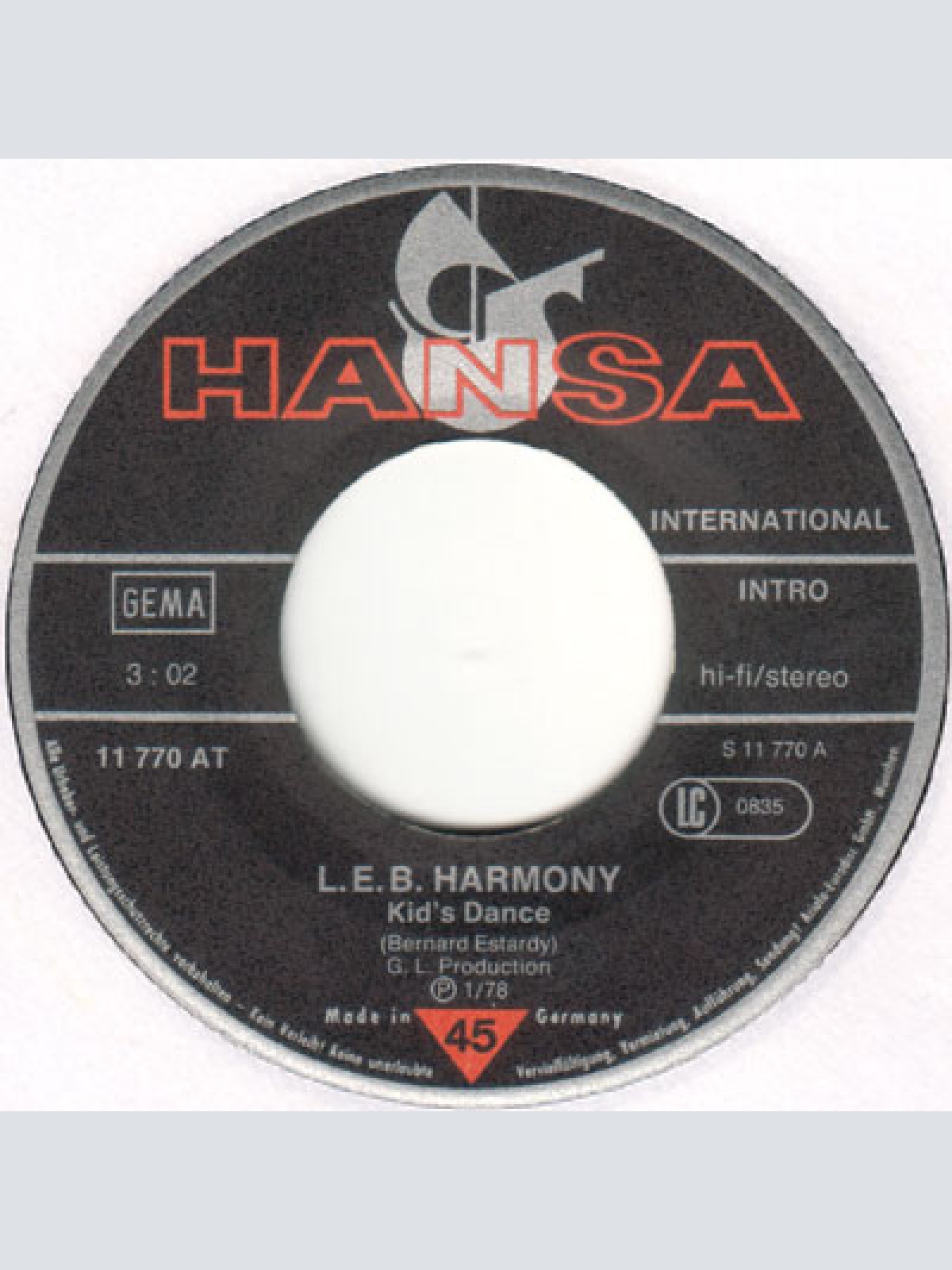 Vinyl / L.E.B. Harmony - Kid's Dance / Childhood For Ever