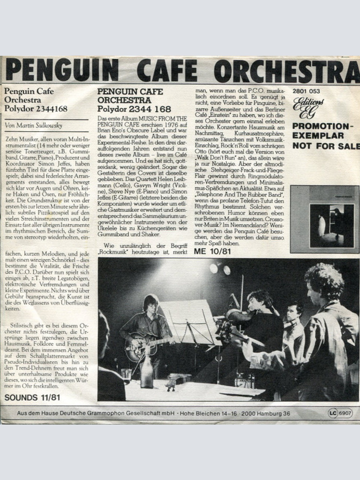 Vinyl / Penguin Cafe Orchestra - Air À Danser / Walk Don't Run