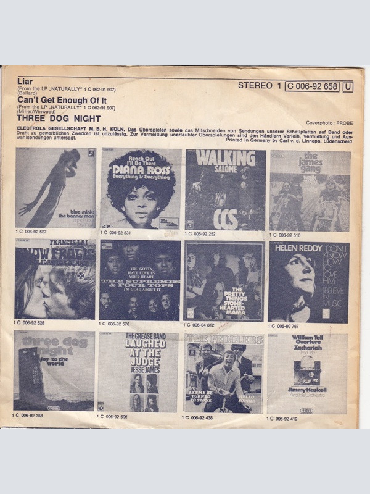 Vinyl / Three Dog Night - Liar