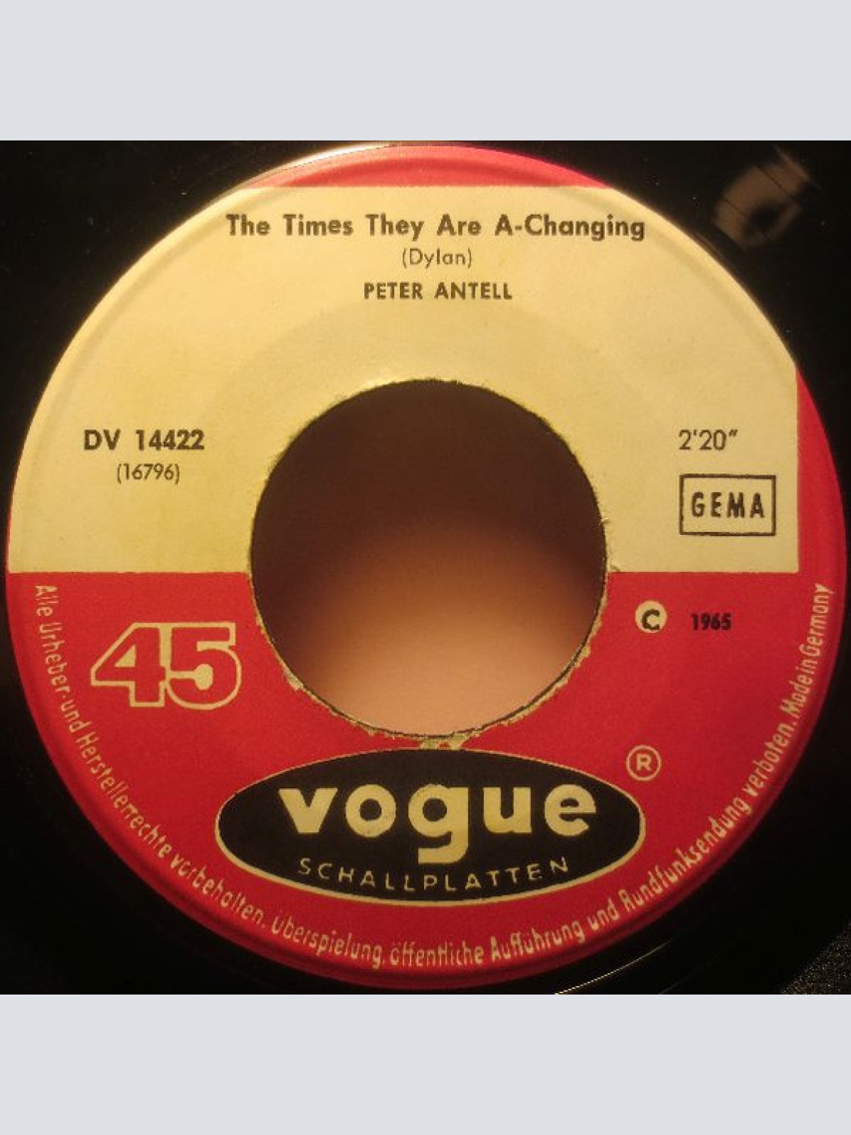 Vinyl / Peter Antell - The Times They Are A-Changing / Yesterday And Tomorrow