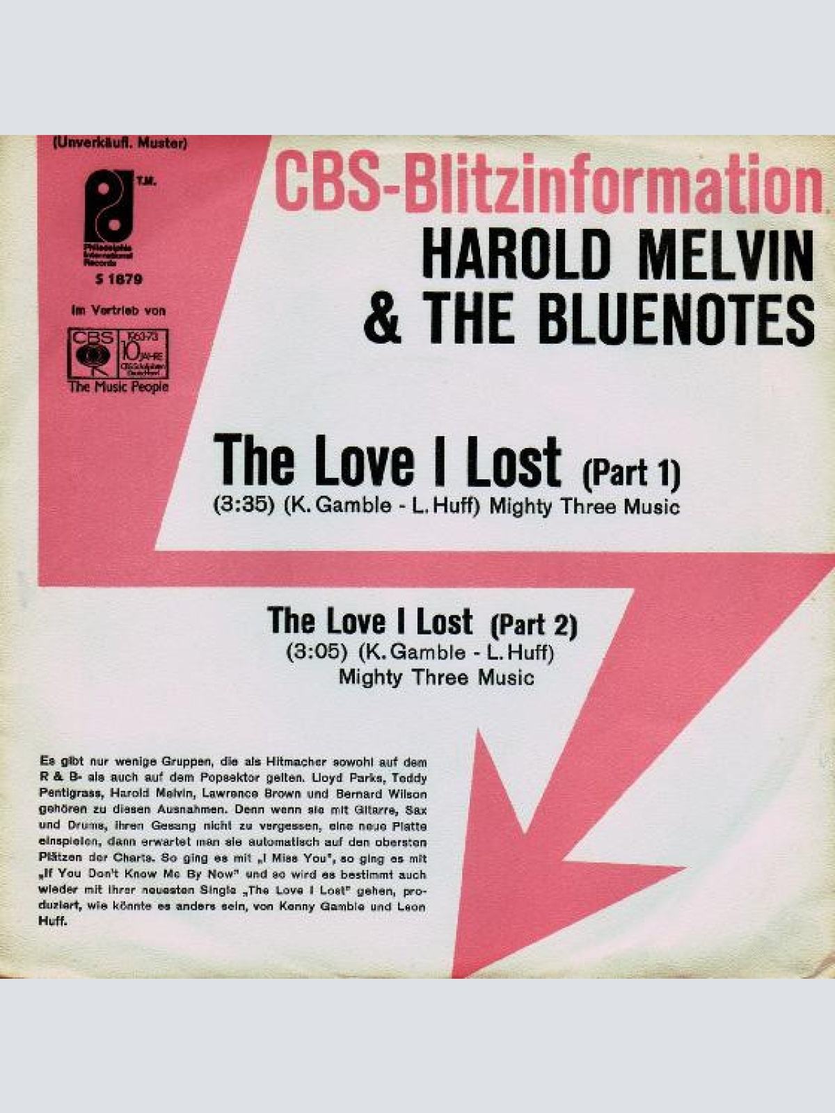 Vinyl / Harold Melvin & The Bluenotes* - The Love I Lost (Parts 1 & 2)