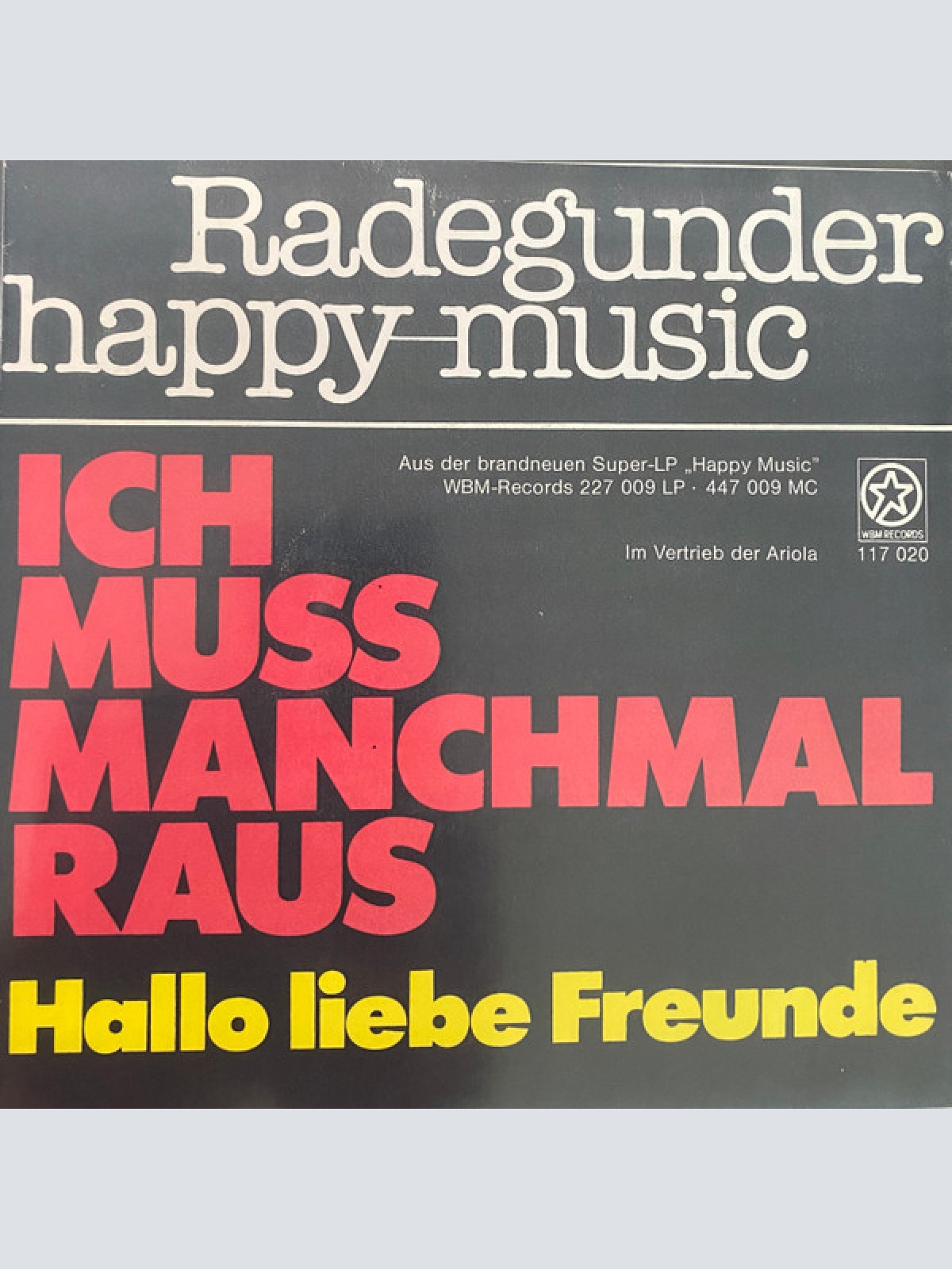 Vinyl / Radegunder Happy-Music - Ich Muss Manchmal Raus / Hallo Liebe Freunde