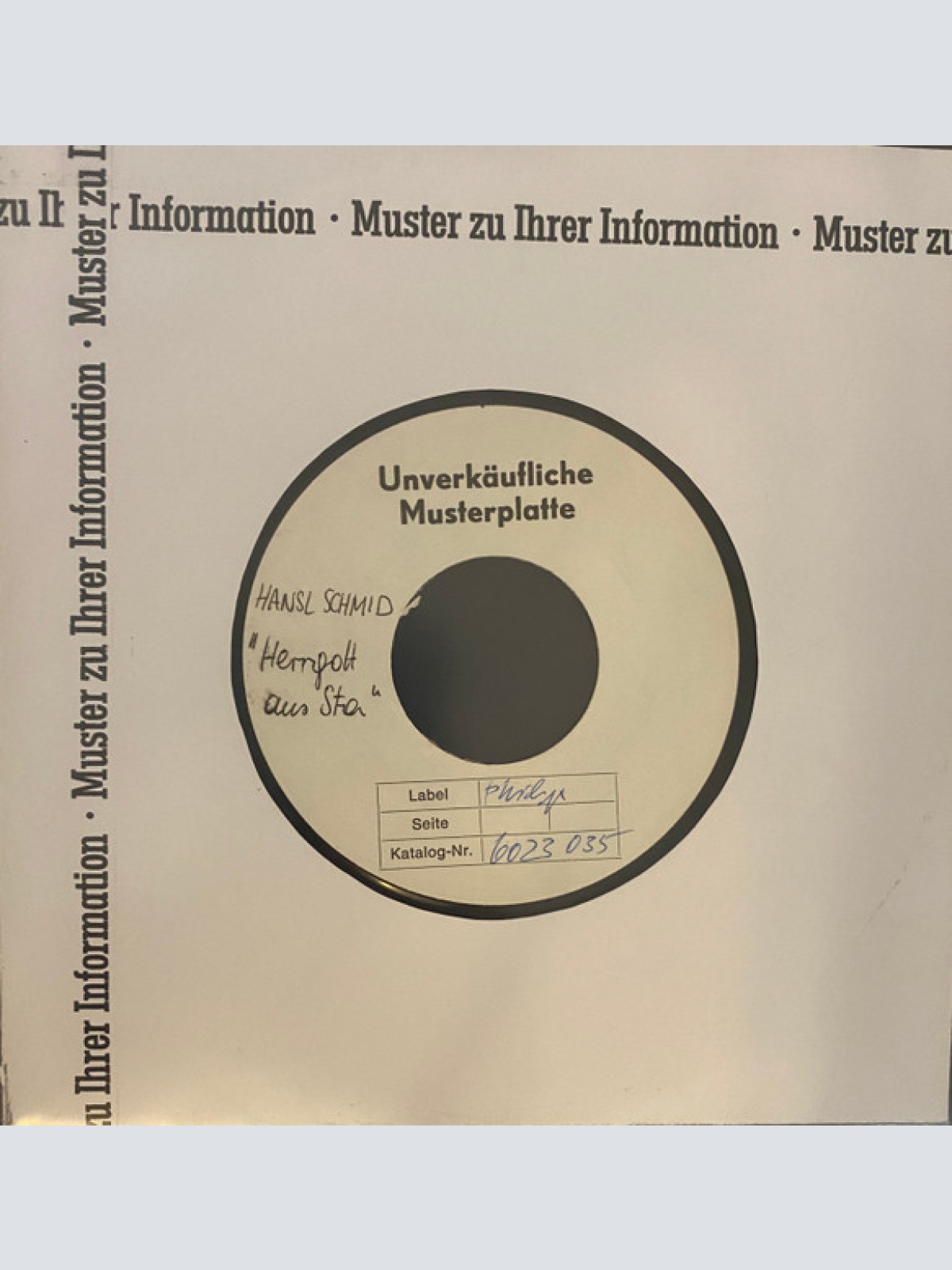 Vinyl / Hansl Schmid - Herrgott Aus Sta' / A' Jausen In Lichtental