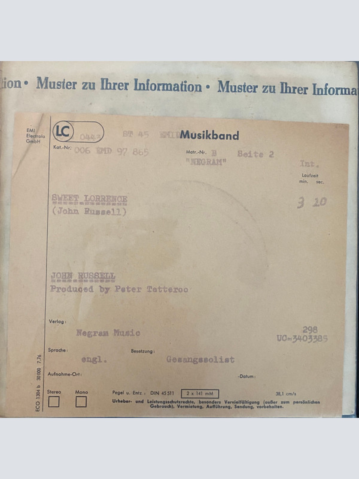 Vinyl / Big John Russell - I Never Loved A Woman The Way I Love You