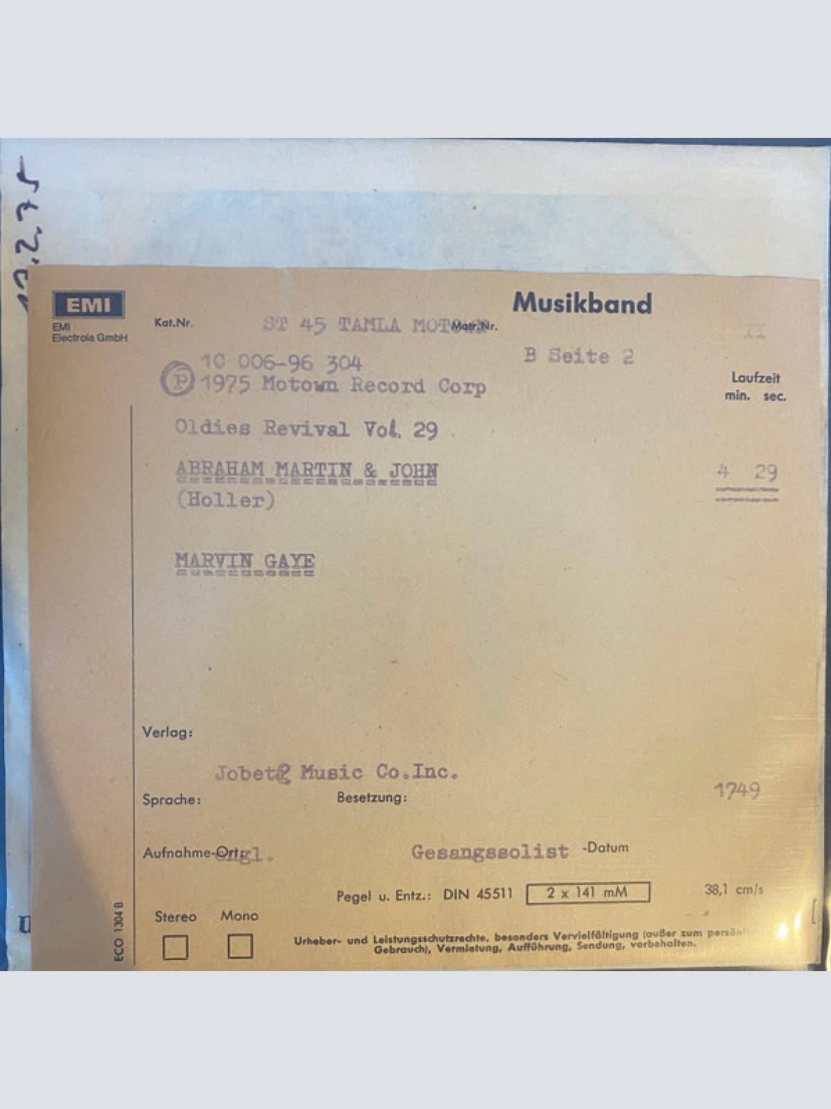 Vinyl / Marvin Gaye - I Heard It Through The Grapevine / Abraham, Martin & John