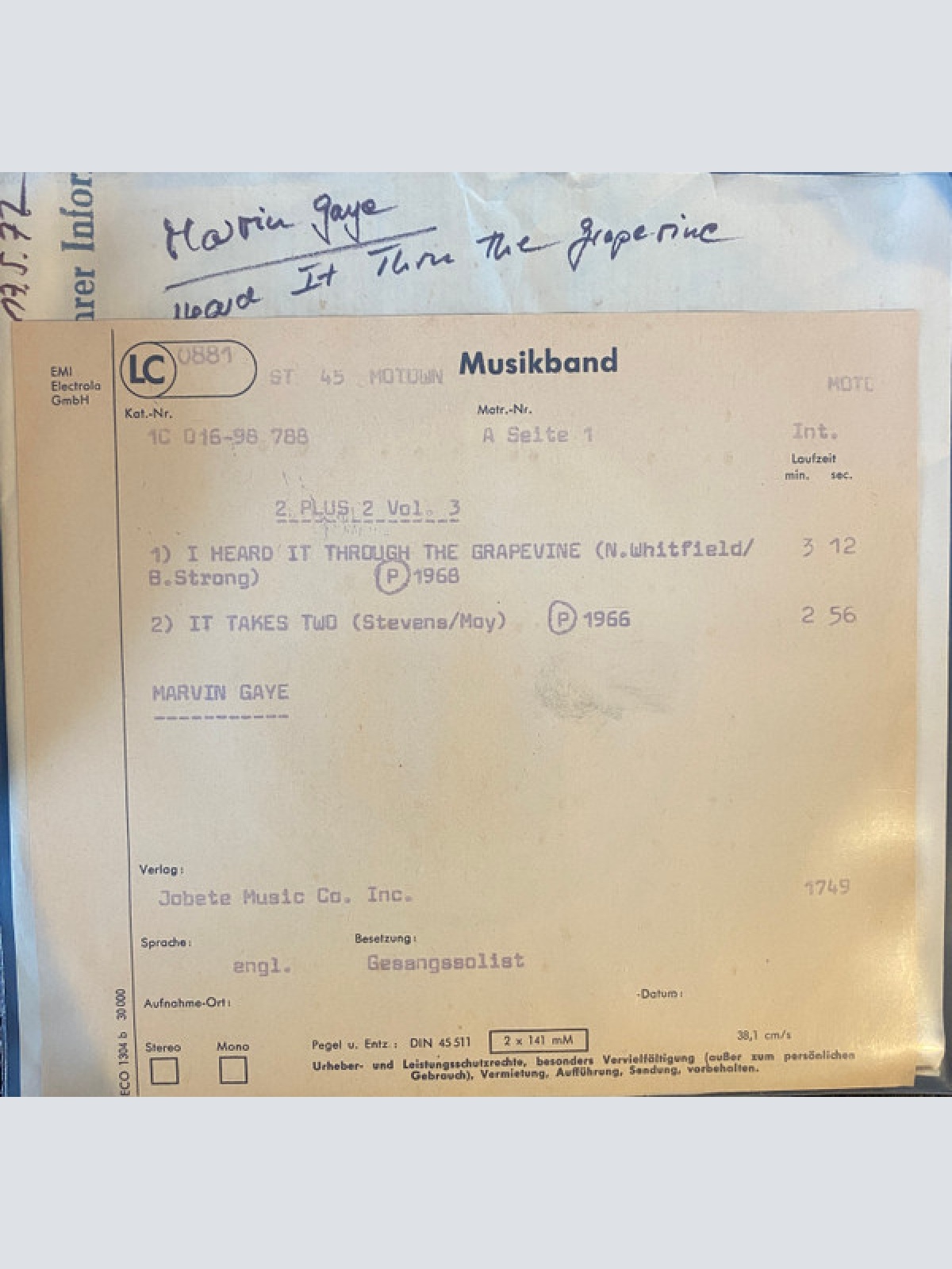 Vinyl / Marvin Gaye - I Heard It Through The Grapevine