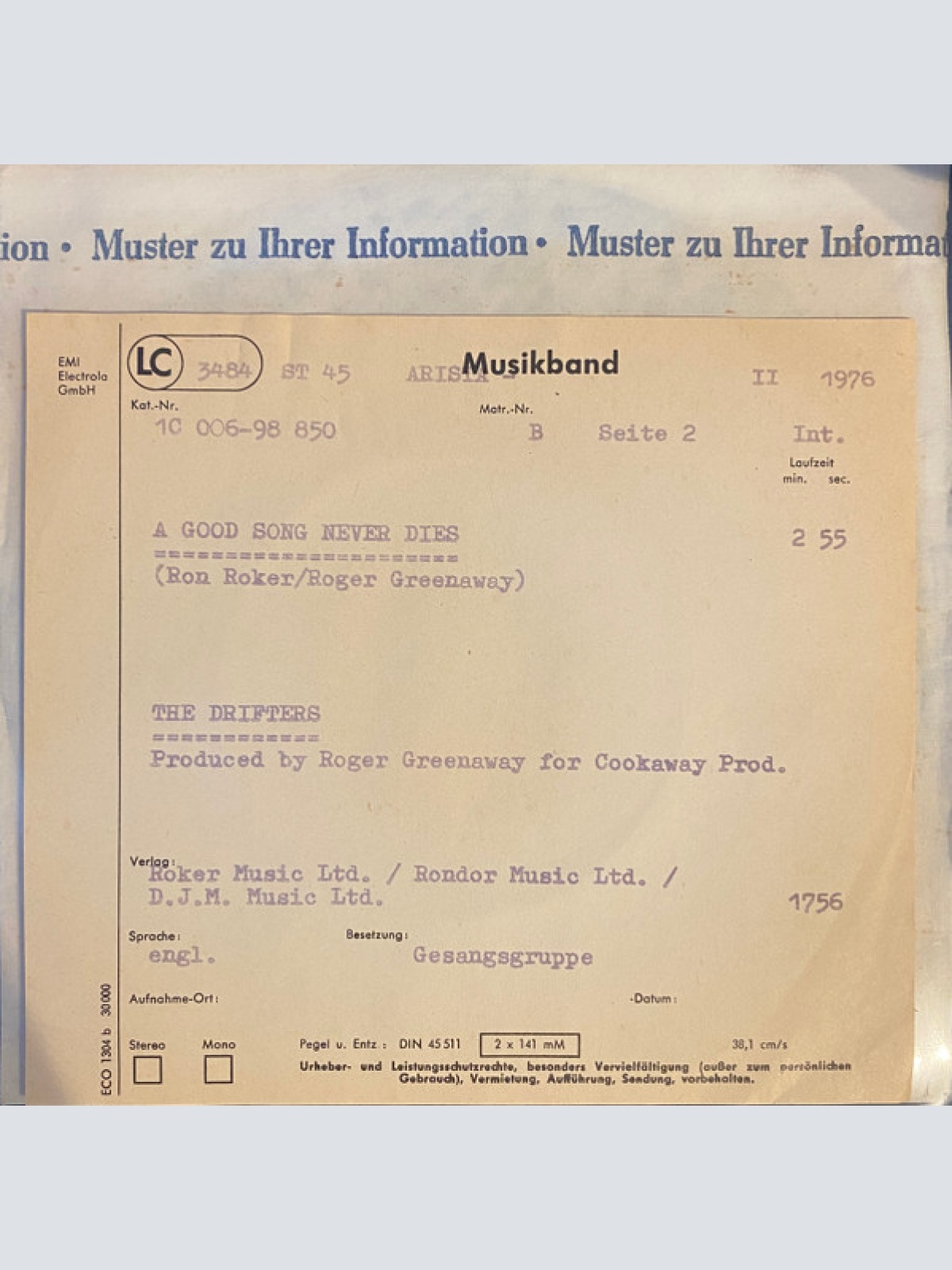 Vinyl / The Drifters - I'll Know When True Love Really Passes By