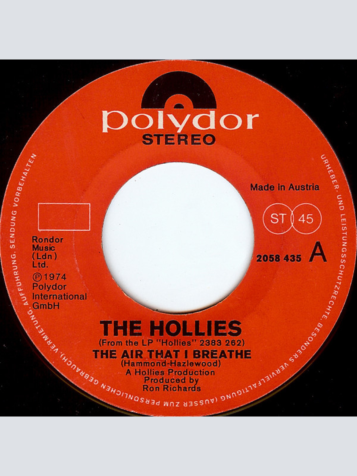 Vinyl / The Hollies - The Air That I Breathe