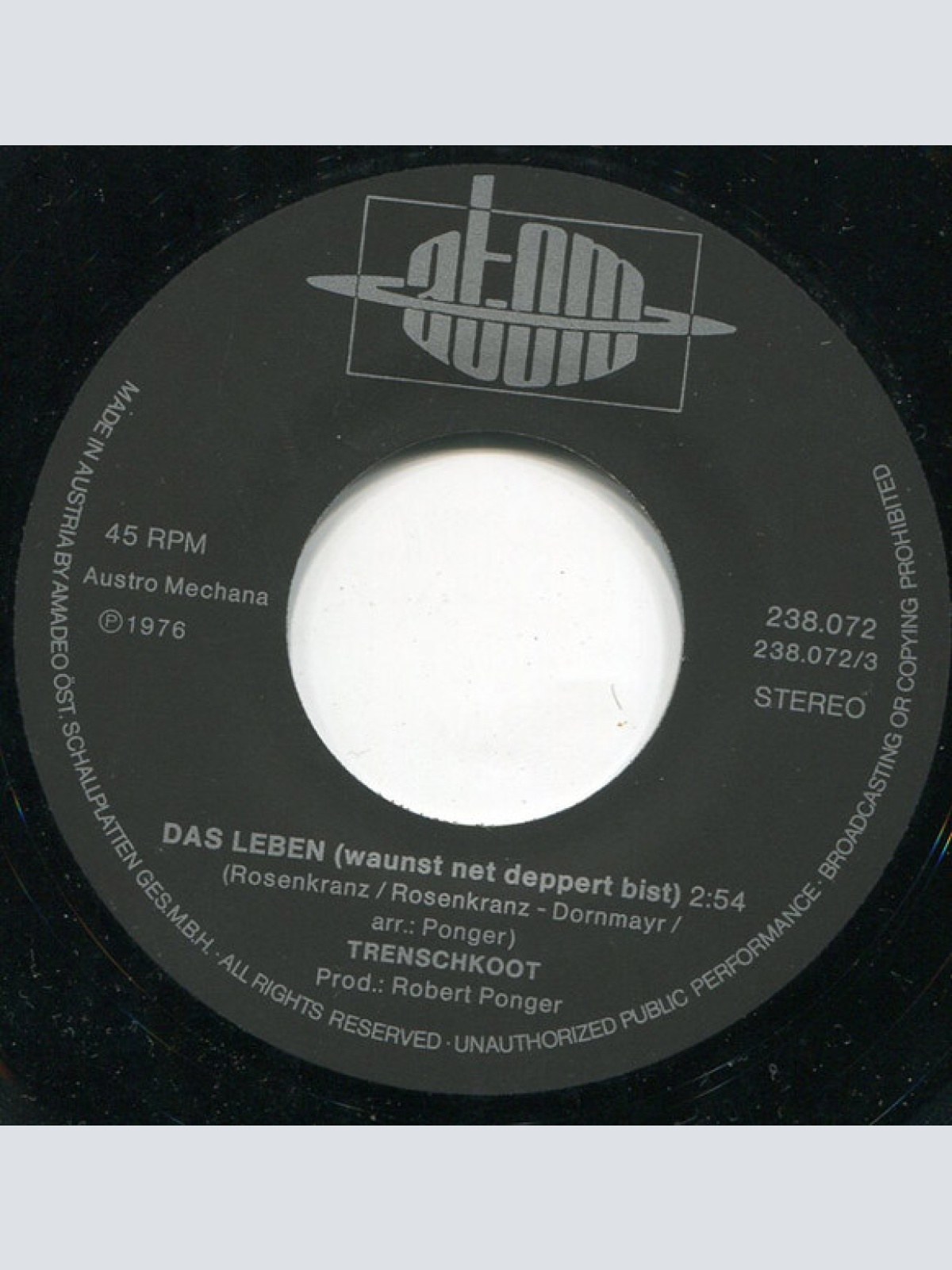 Vinyl / Trenschkoot - Das Leben / Das I Ohne Di Net Auskum!