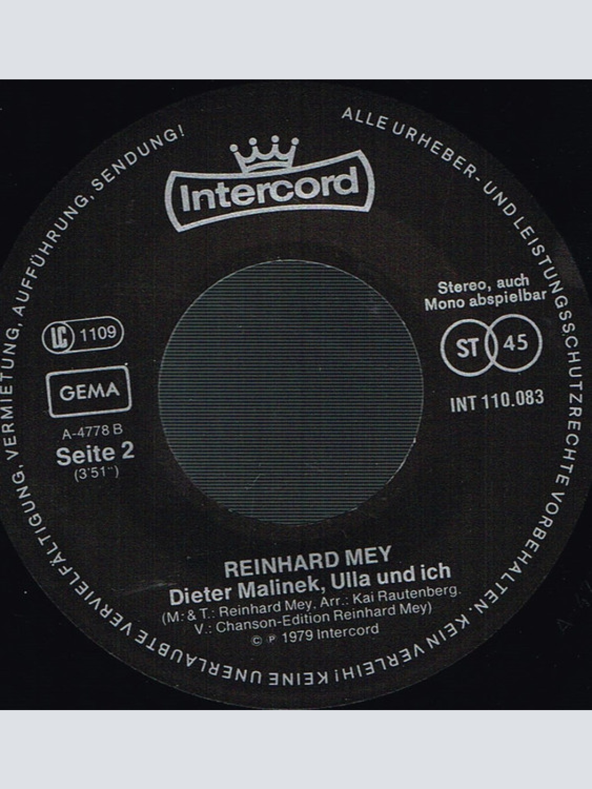 Vinyl / Reinhard Mey - Keine Ruhige Minute / Dieter Malinek, Ulla Und Ich