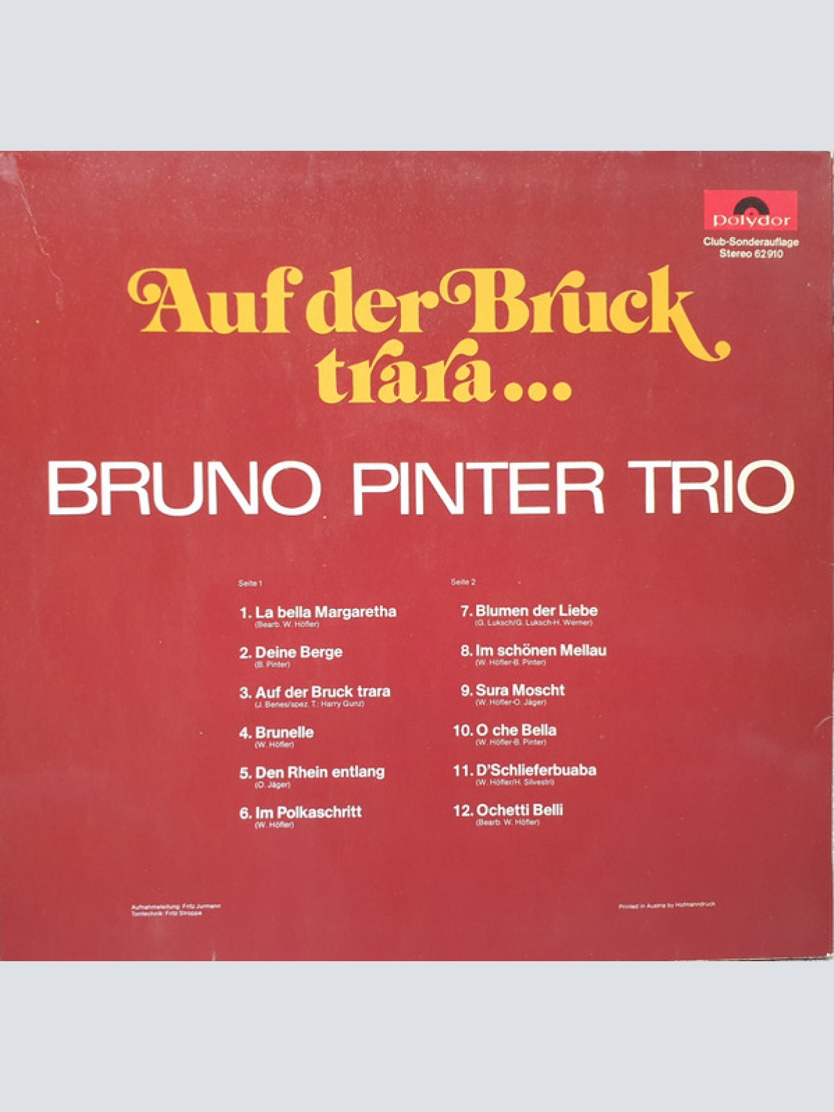 Vinyl / Bruno Pinter Trio - Auf der Bruck Trara