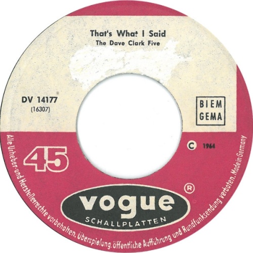 Vinyl / The Dave Clark Five - That's What I Said / Knew It All The Time