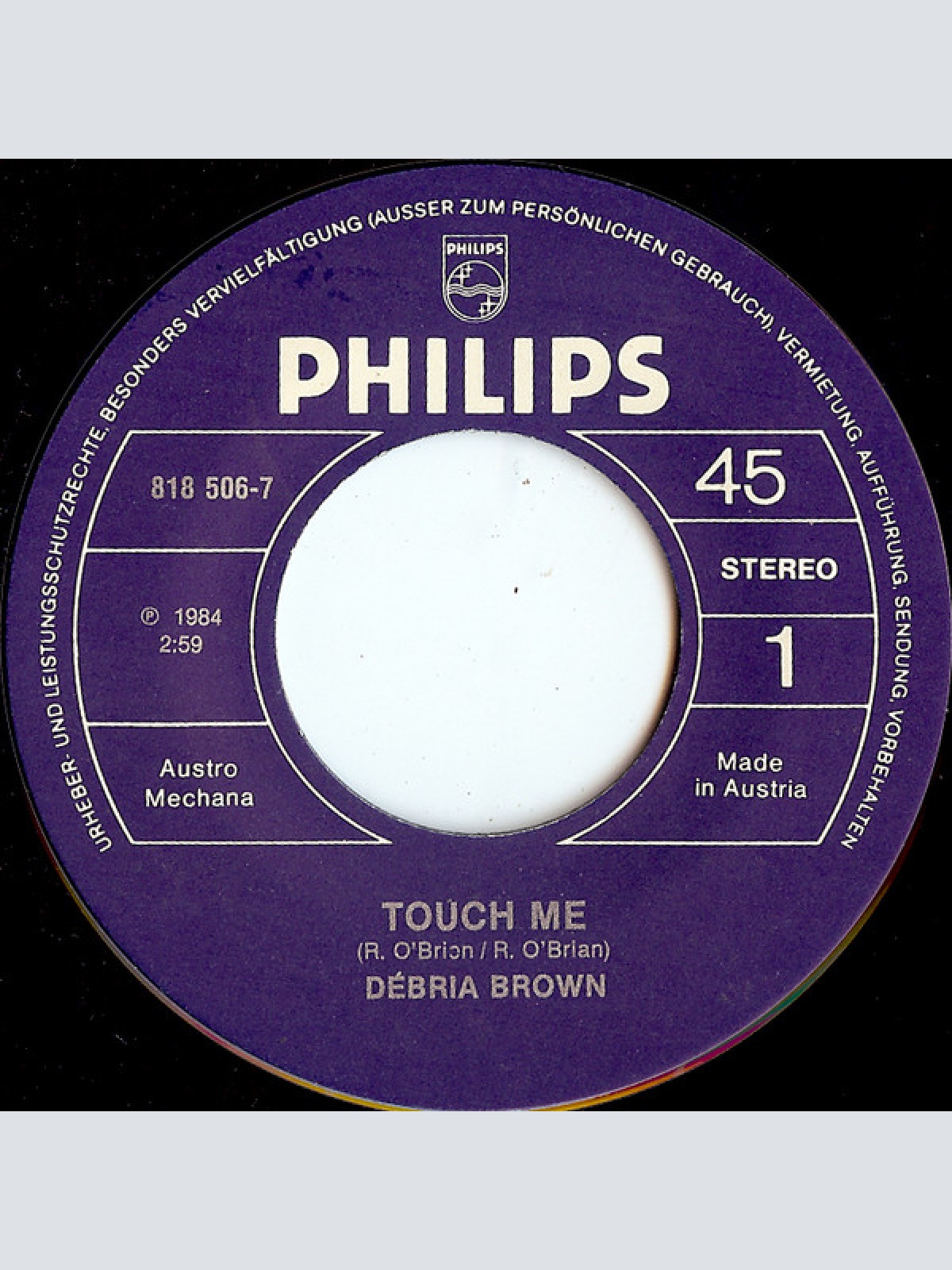 Vinyl / Debria Brown - Touch Me...