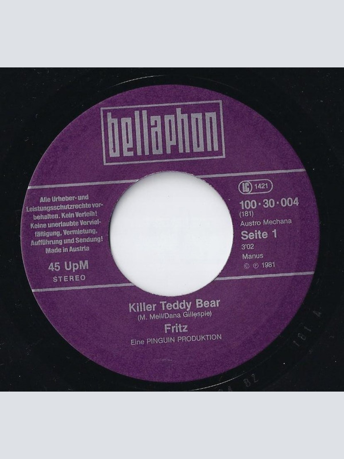 Vinyl / Fritz - Killer Teddy Bear