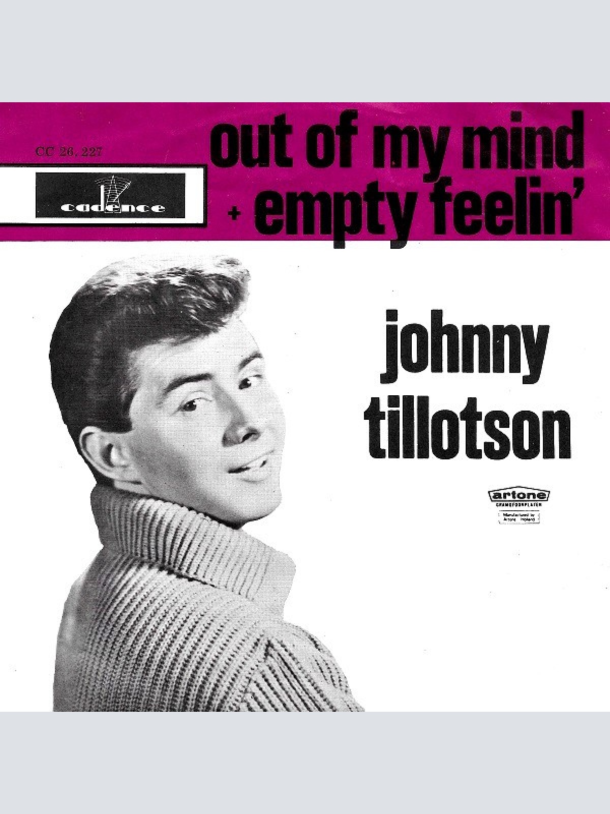 Vinyl / Johnny Tillotson - Out Of My Mind / Empty Feelin'