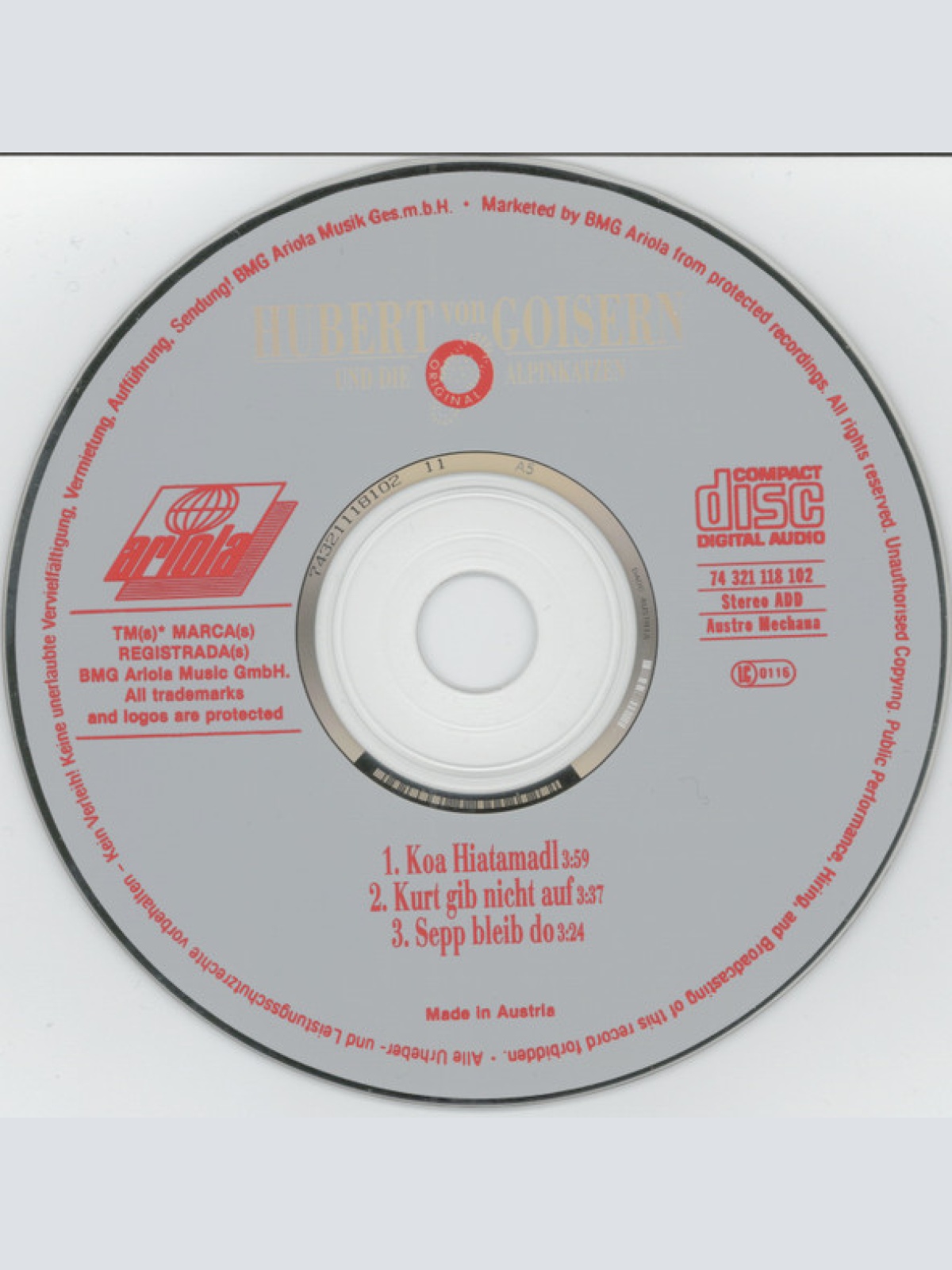 CD / Hubert Von Goisern Und Die Original Alpinkatzen* - Koa Hiatamadl