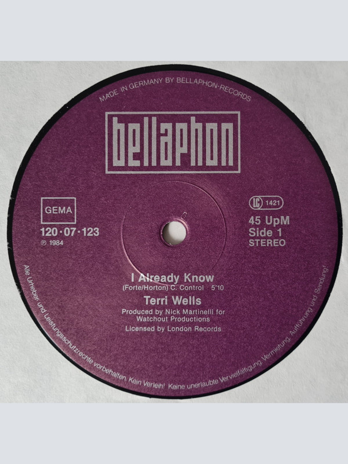 Vinyl / Terri Wells - I Already Know