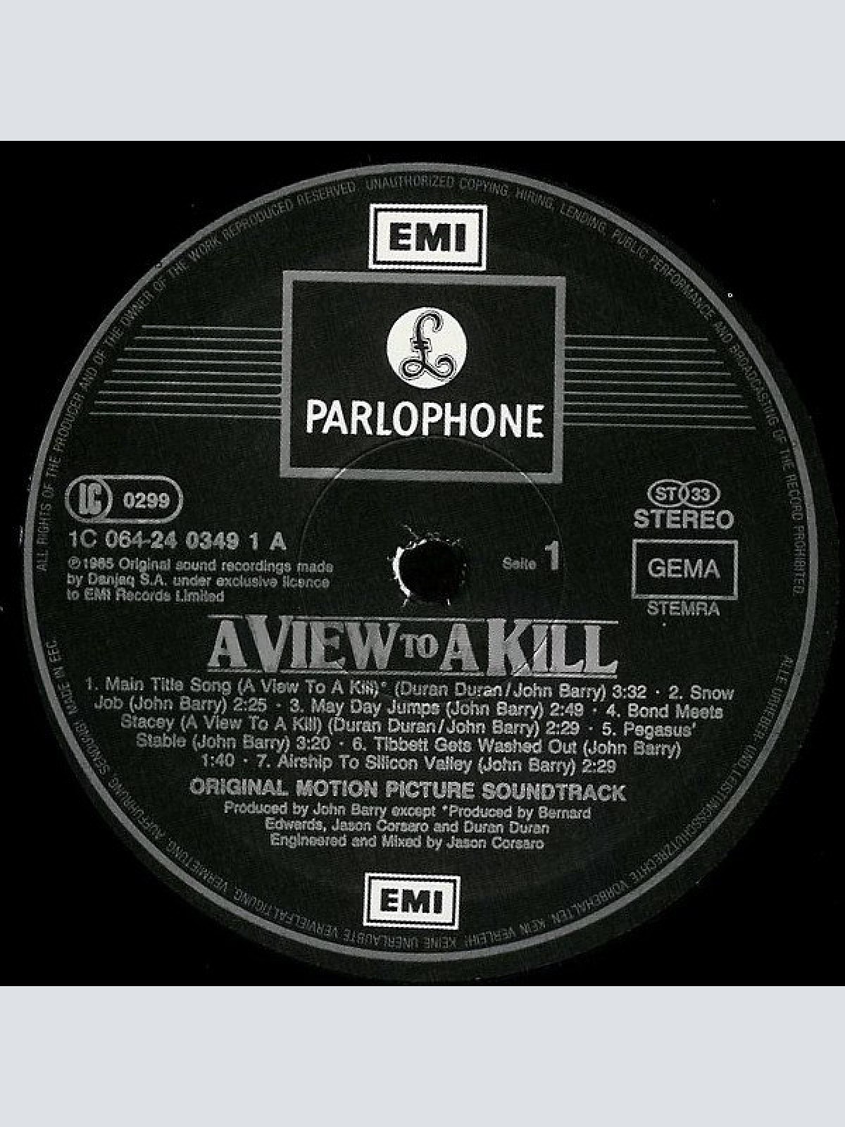 Vinyl / John Barry - A View To A Kill (Original Motion Picture Soundtrack)