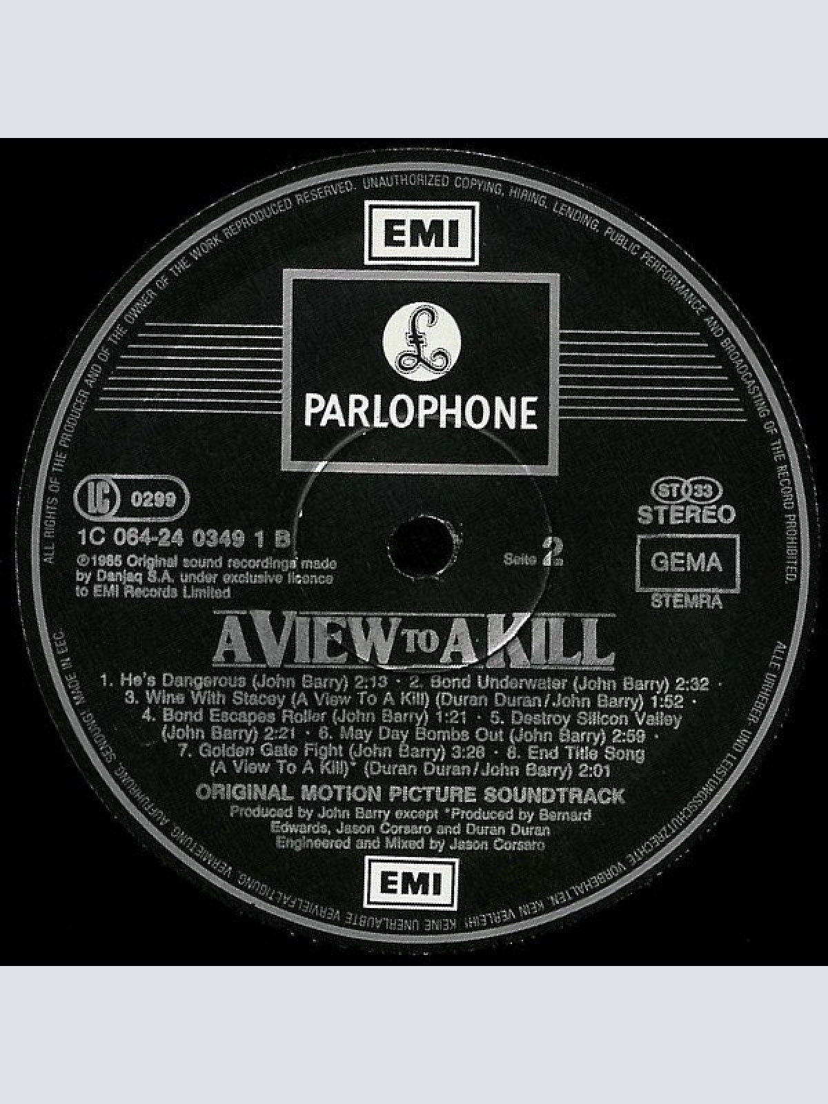 Vinyl / John Barry - A View To A Kill (Original Motion Picture Soundtrack)