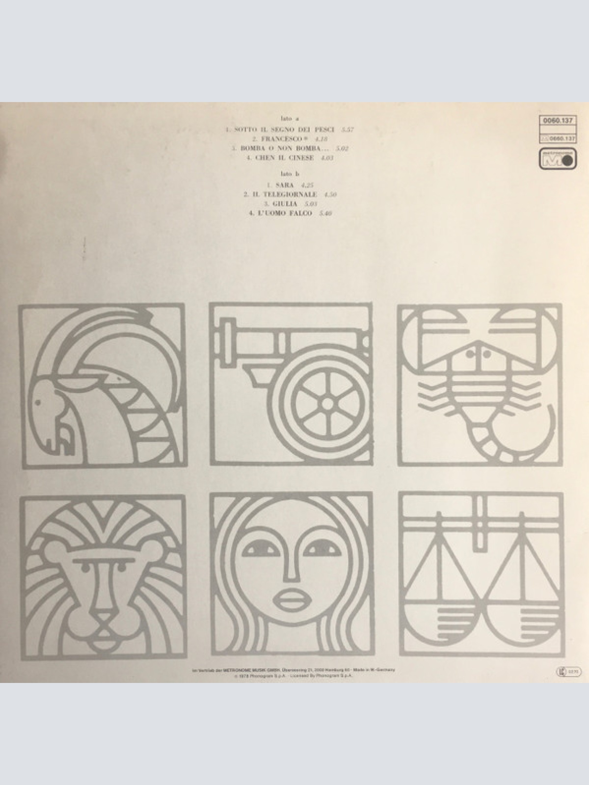 Vinyl / Antonello Venditti - Sotto Il Segno Dei Pesci