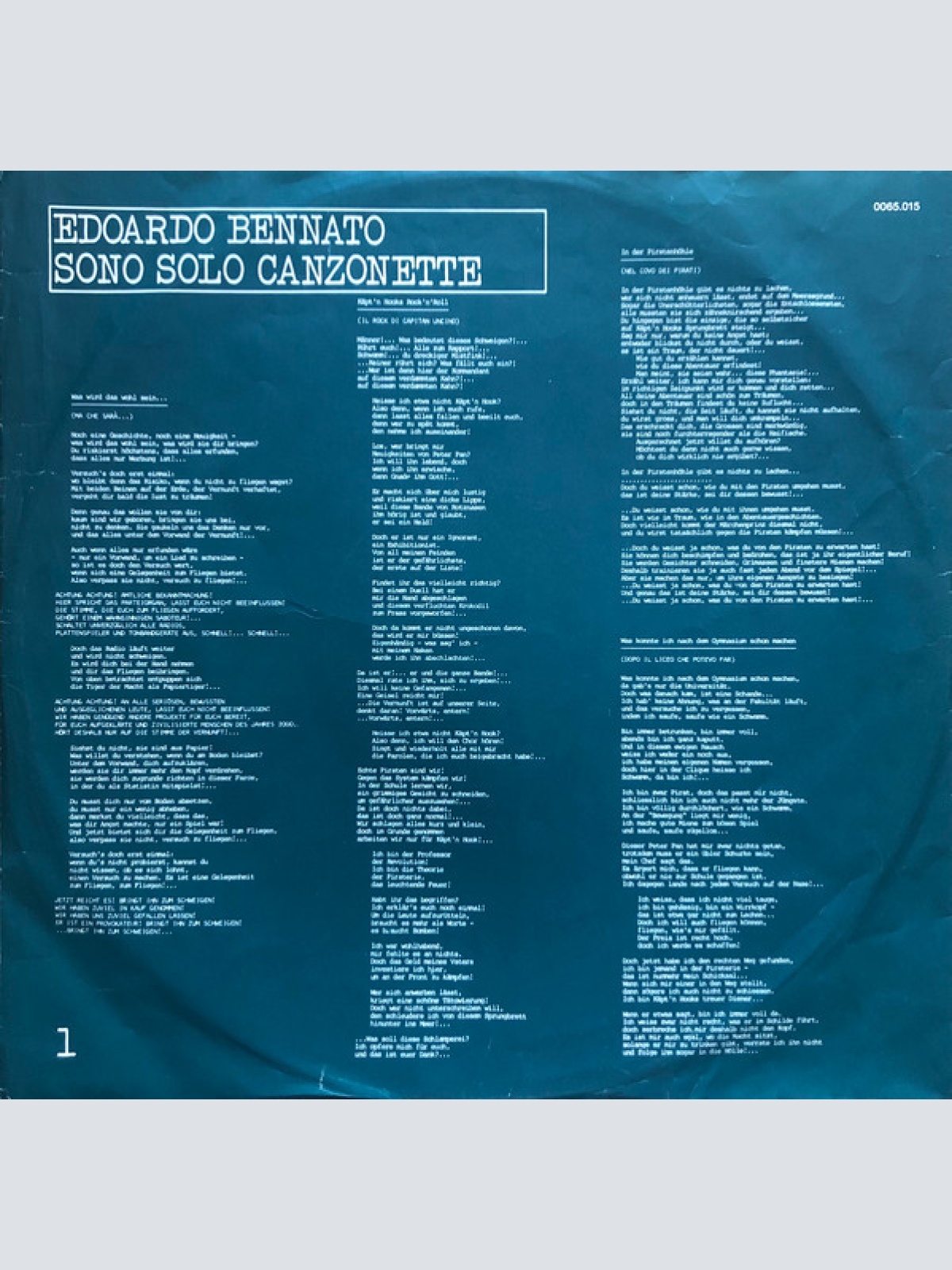 Vinyl / Edoardo Bennato - Sono Solo Canzonette