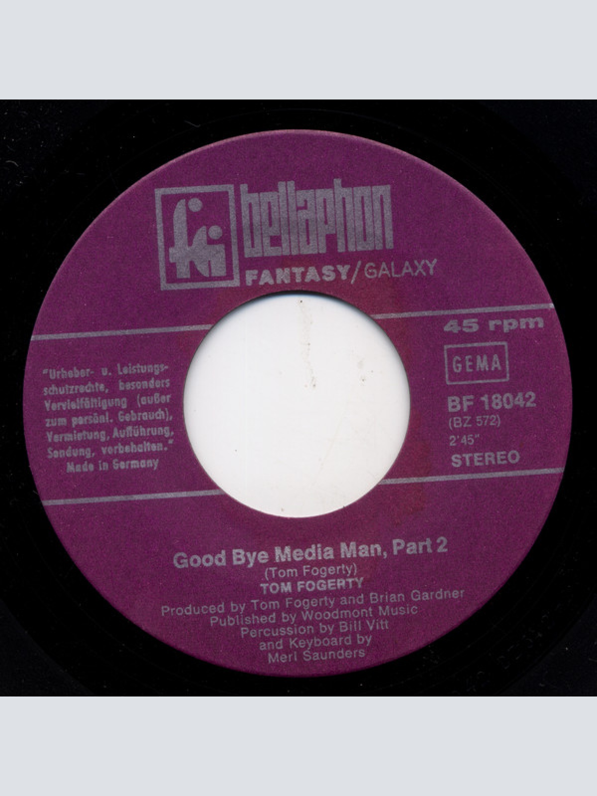 Vinyl / Tom Fogerty - Goodbye Media Man Parts I And II