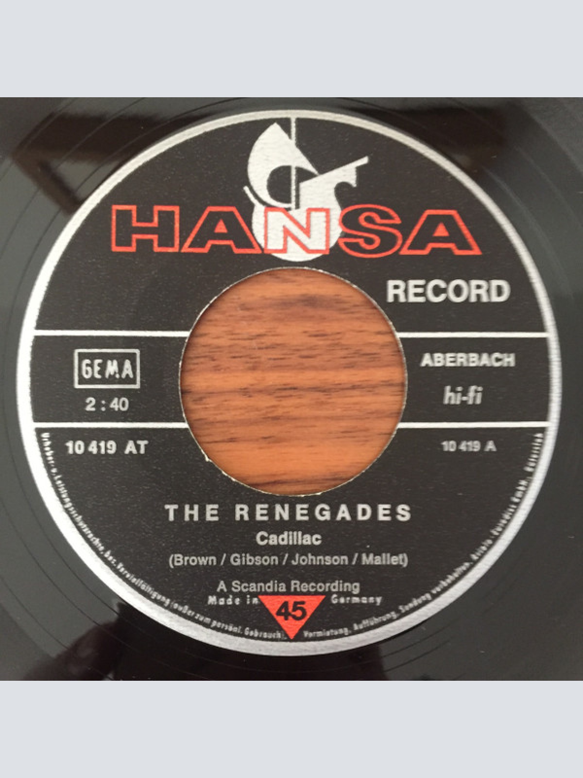 Vinyl / The Renegades (3) - Cadillac / Take A Heart