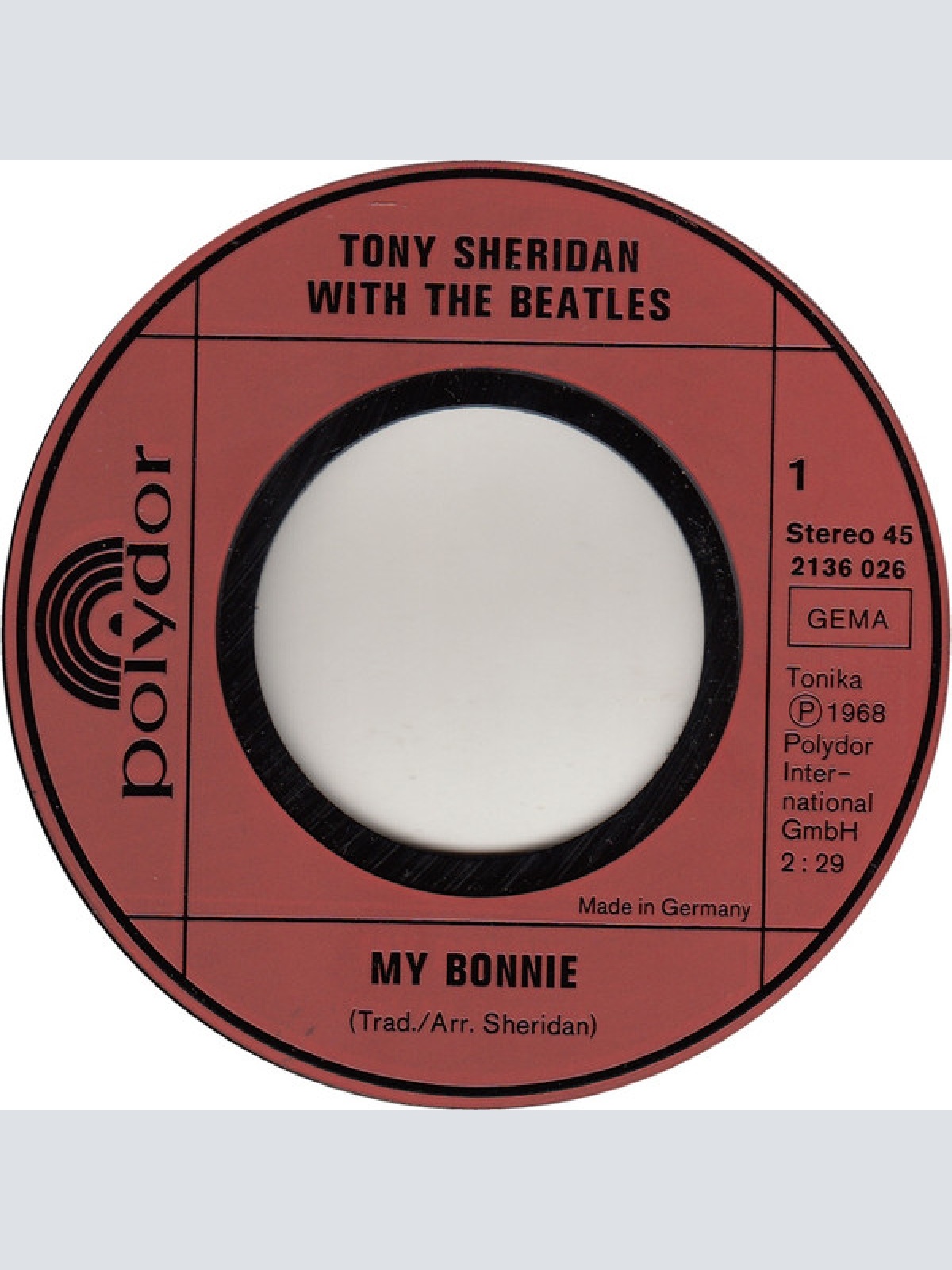 Vinyl / Tony Sheridan With The Beatles - Die Grossen Vier Von Tony Sheridan With The Beatles
