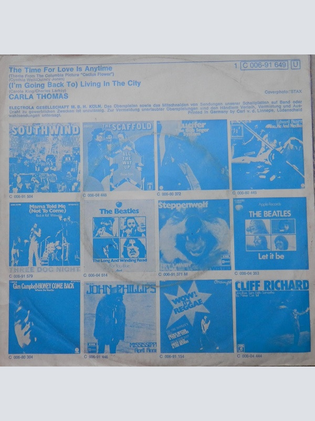 Vinyl / Carla Thomas - The Time For Love Is Anytime / (I'm Going Back To) Living In The City