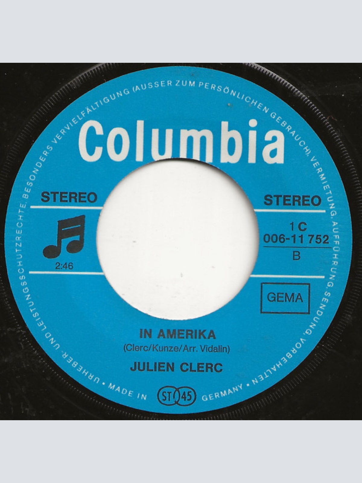 Vinyl / Julien Clerc - Ein Lied, Das Keiner Verstand / In Amerika