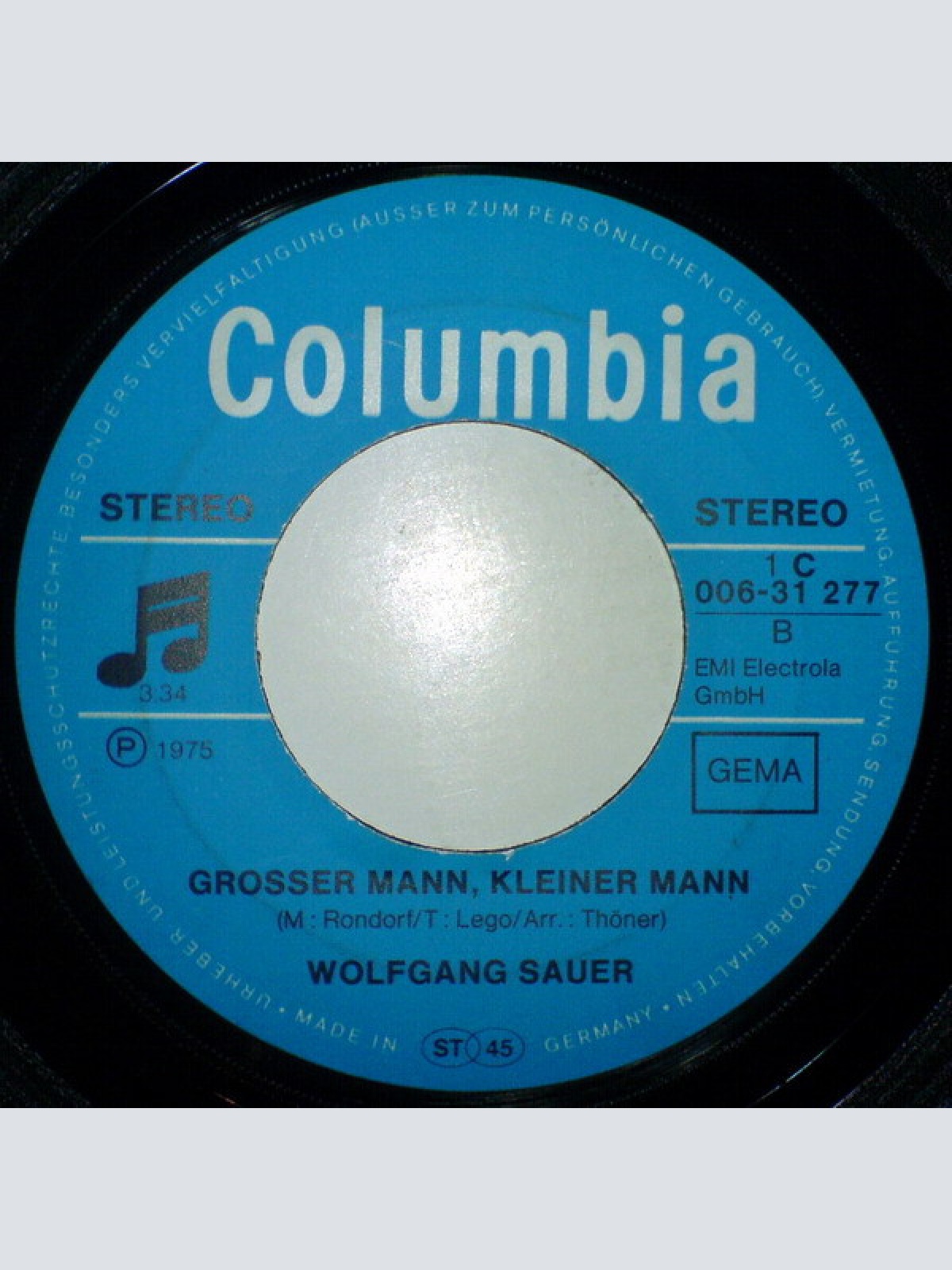 Vinyl / Wolfgang Sauer - Ich Bin Da (Wie Ein Fels Im Meer) / Großer Mann, Kleiner Mann